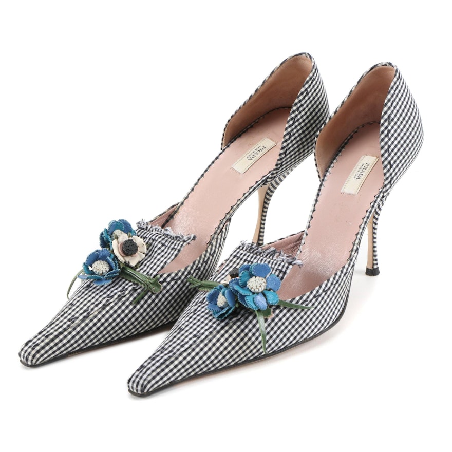 termometer mærkning Streng Prada Vichy Flower and Black and White Gingham D'Orsay Pumps | EBTH