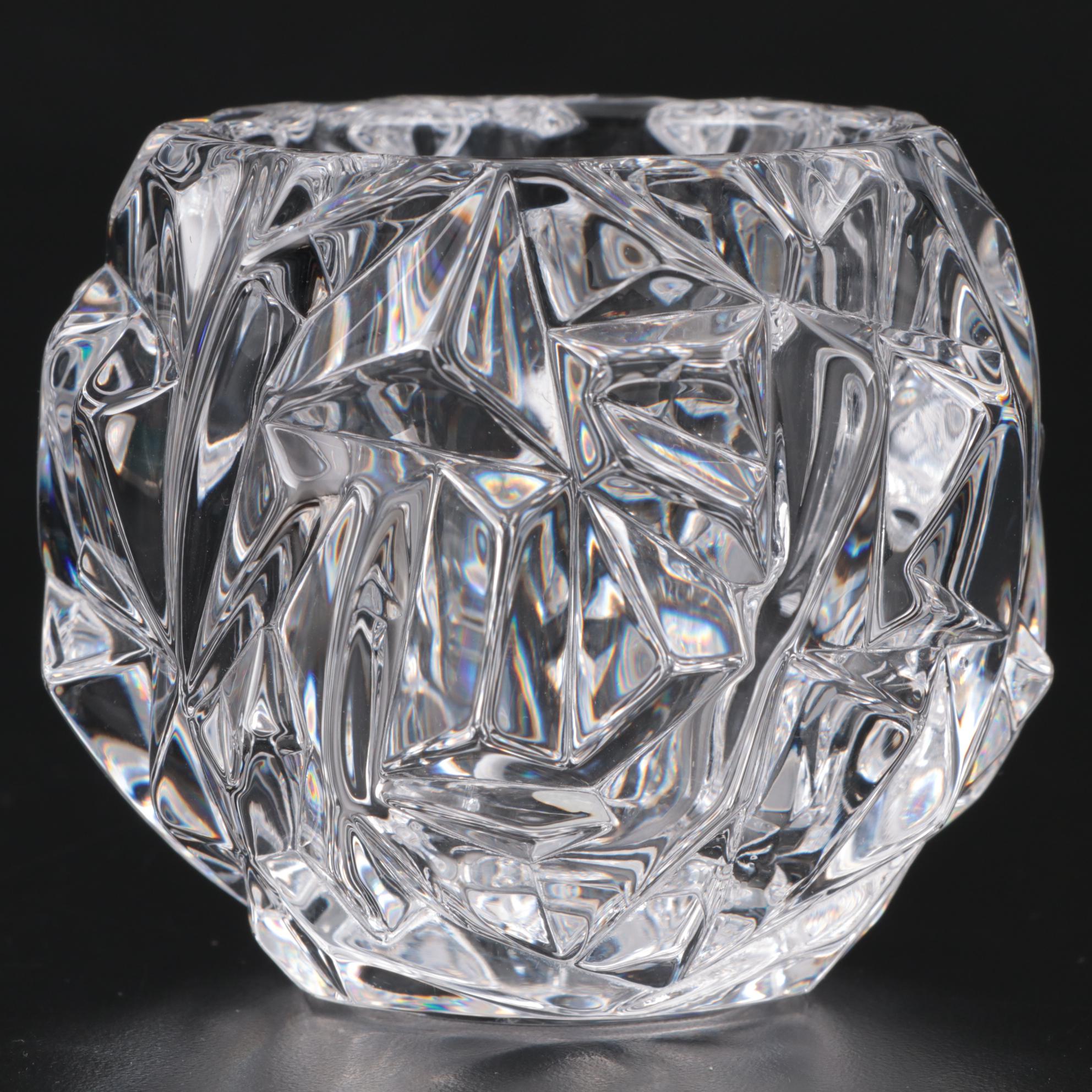 Tiffany & Co. "Rock Cut" Crystal Votive Candle Holder with Box EBTH