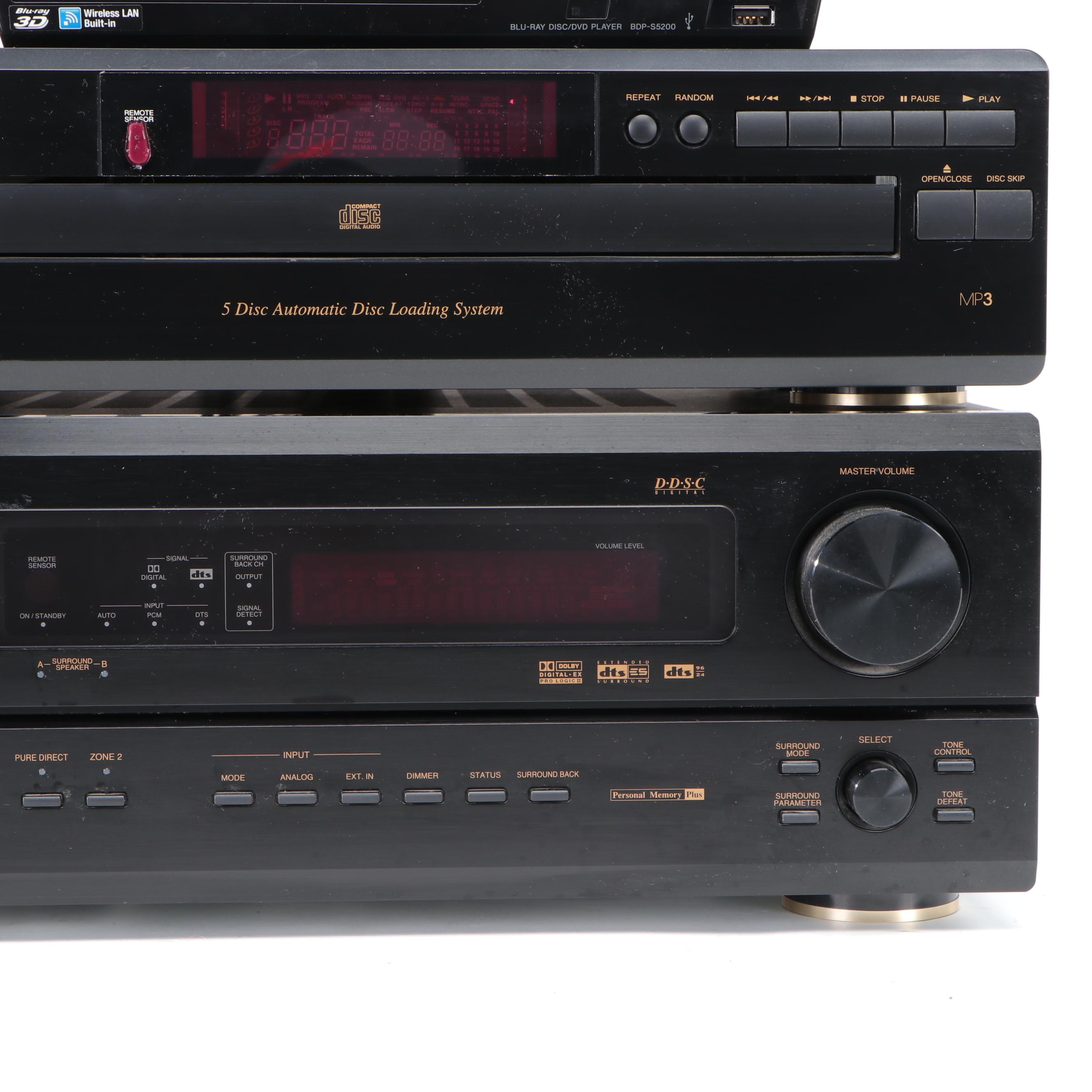 Denon 5 Disc CD Player and Receiver with Sony BluRay DVD Player EBTH
