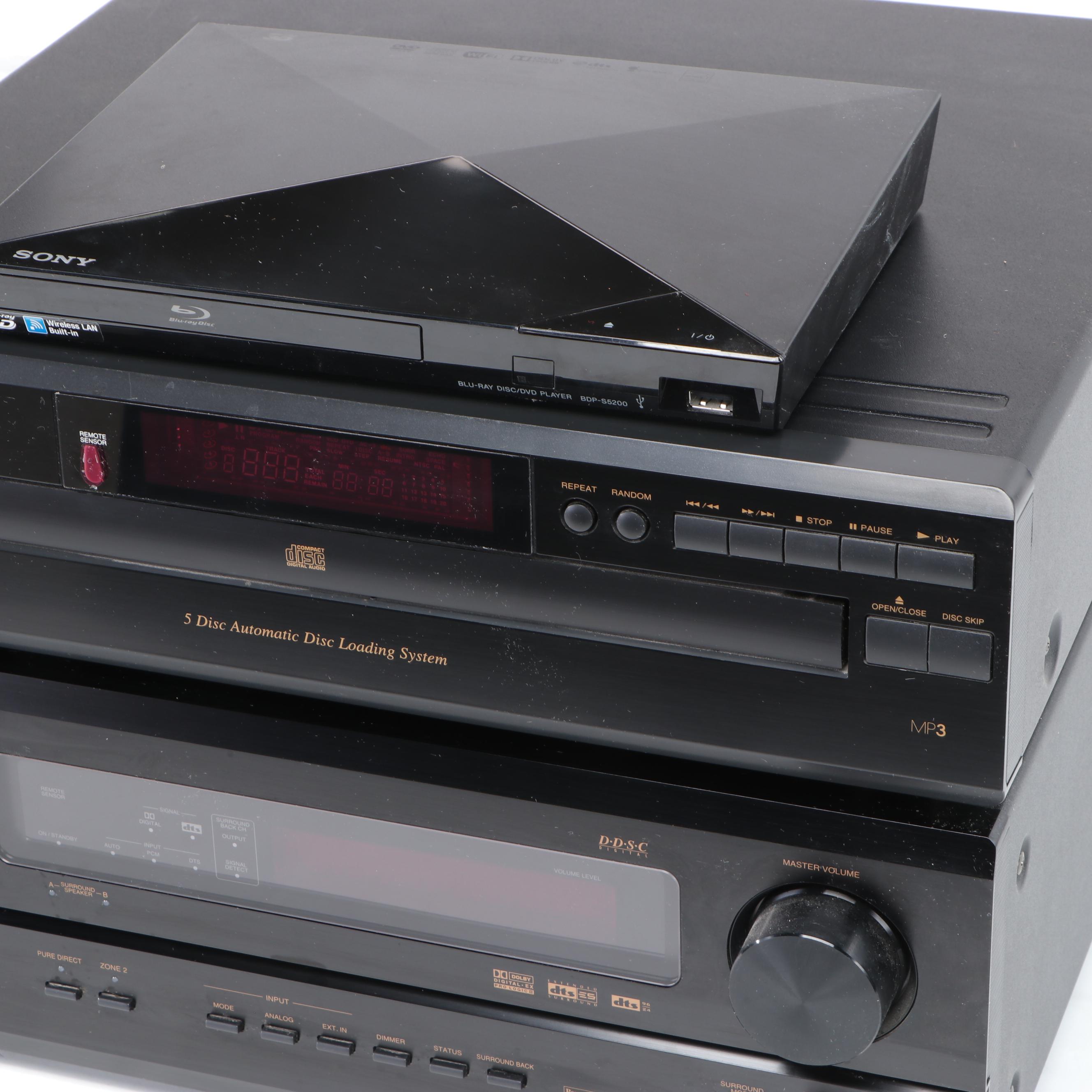 Denon 5 Disc CD Player and Receiver with Sony BluRay DVD Player EBTH