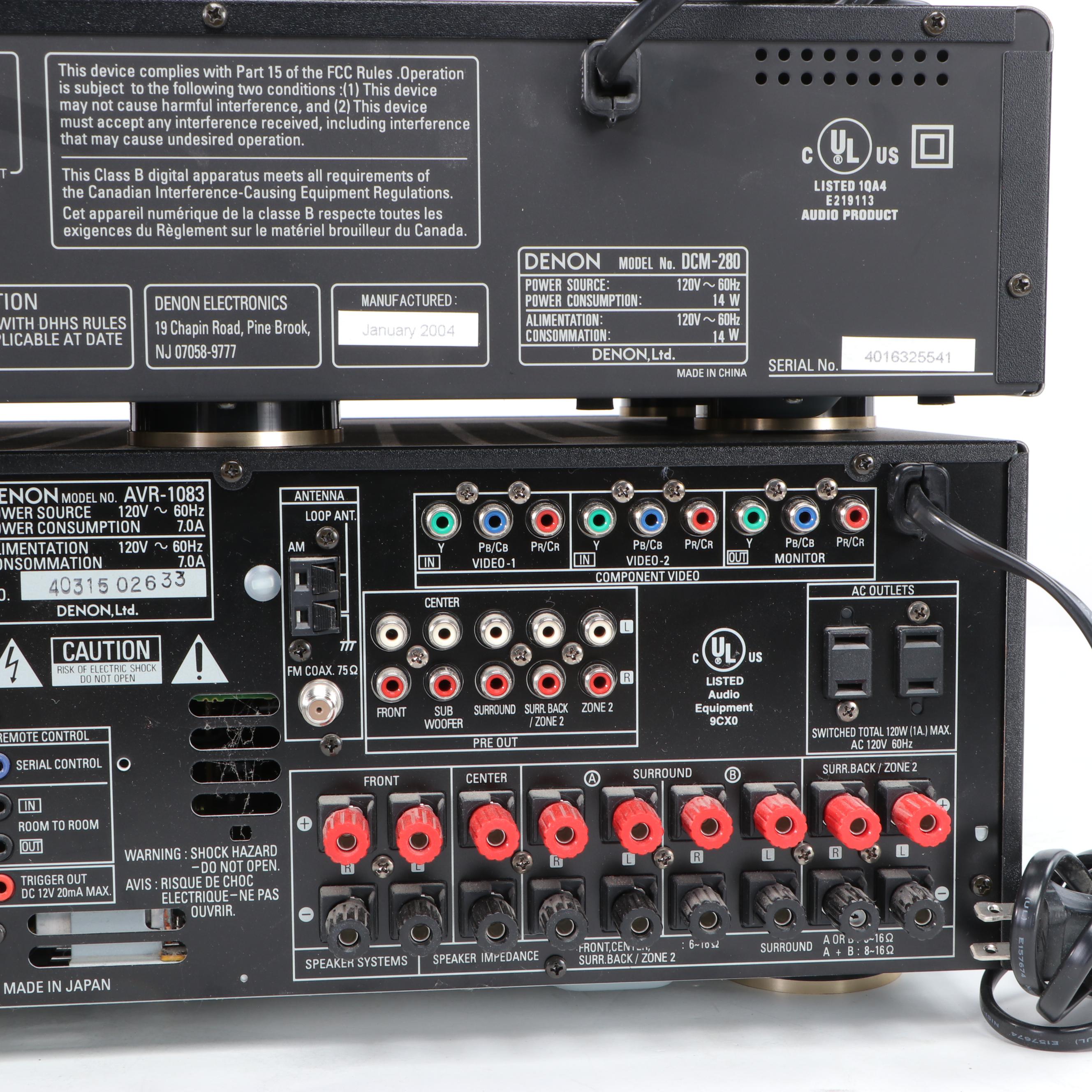 Denon 5 Disc CD Player and Receiver with Sony BluRay DVD Player EBTH