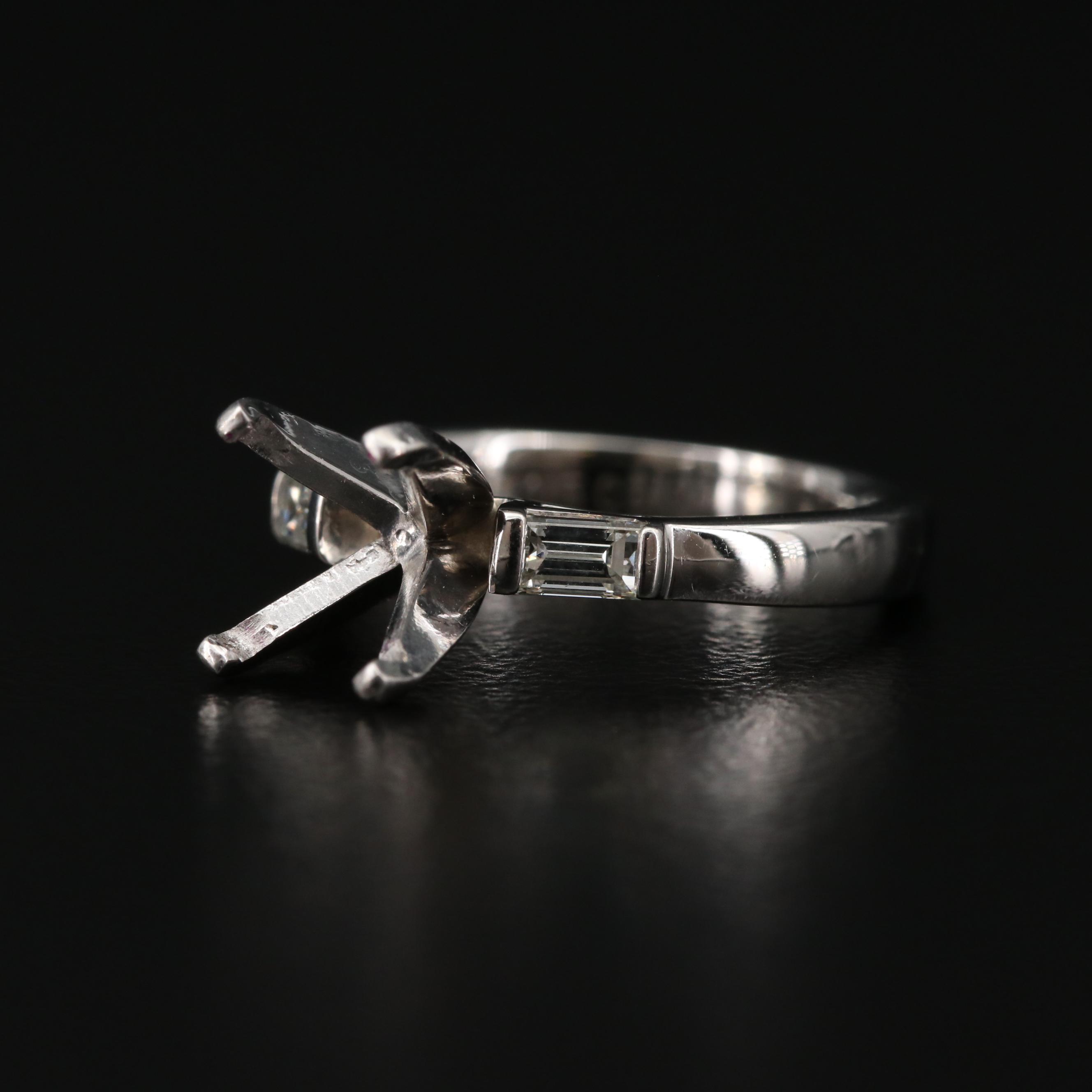 PlatinumCopper Alloy Diamond SemiMount Ring EBTH