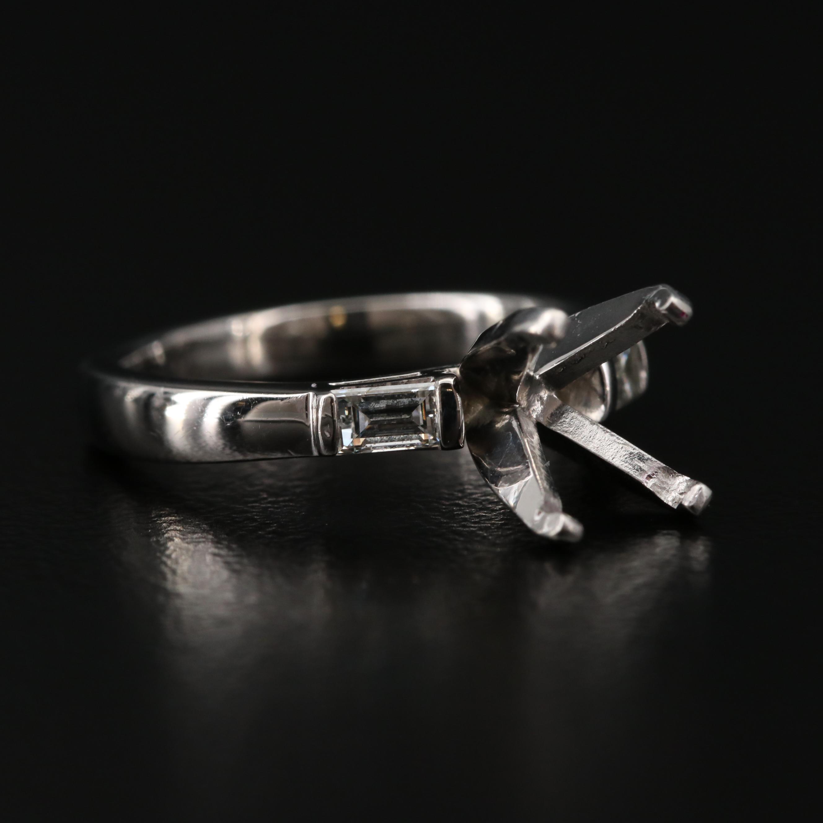 PlatinumCopper Alloy Diamond SemiMount Ring EBTH