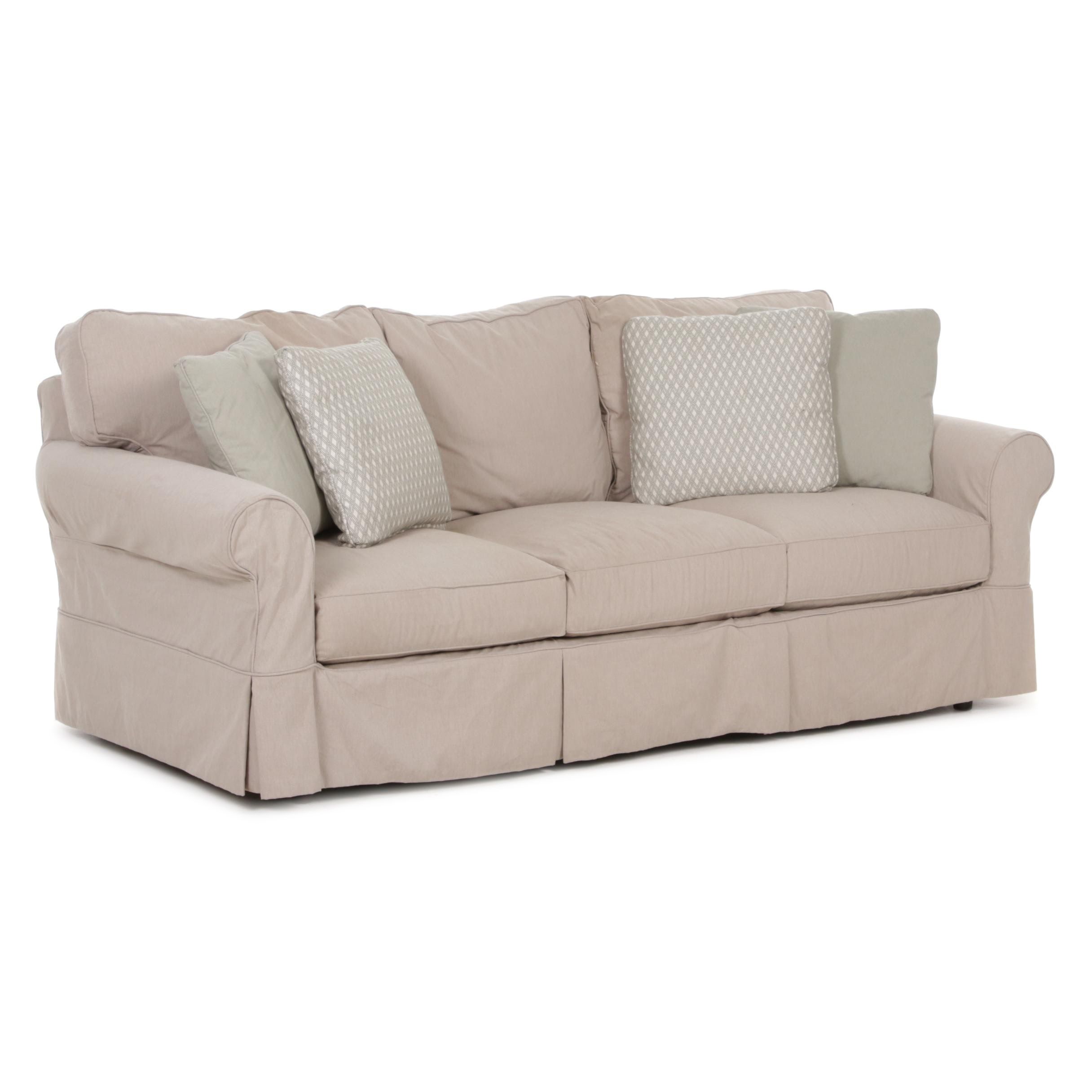 Arhaus Contemporary Camden Collection Sofa with Taupe Slipcover EBTH