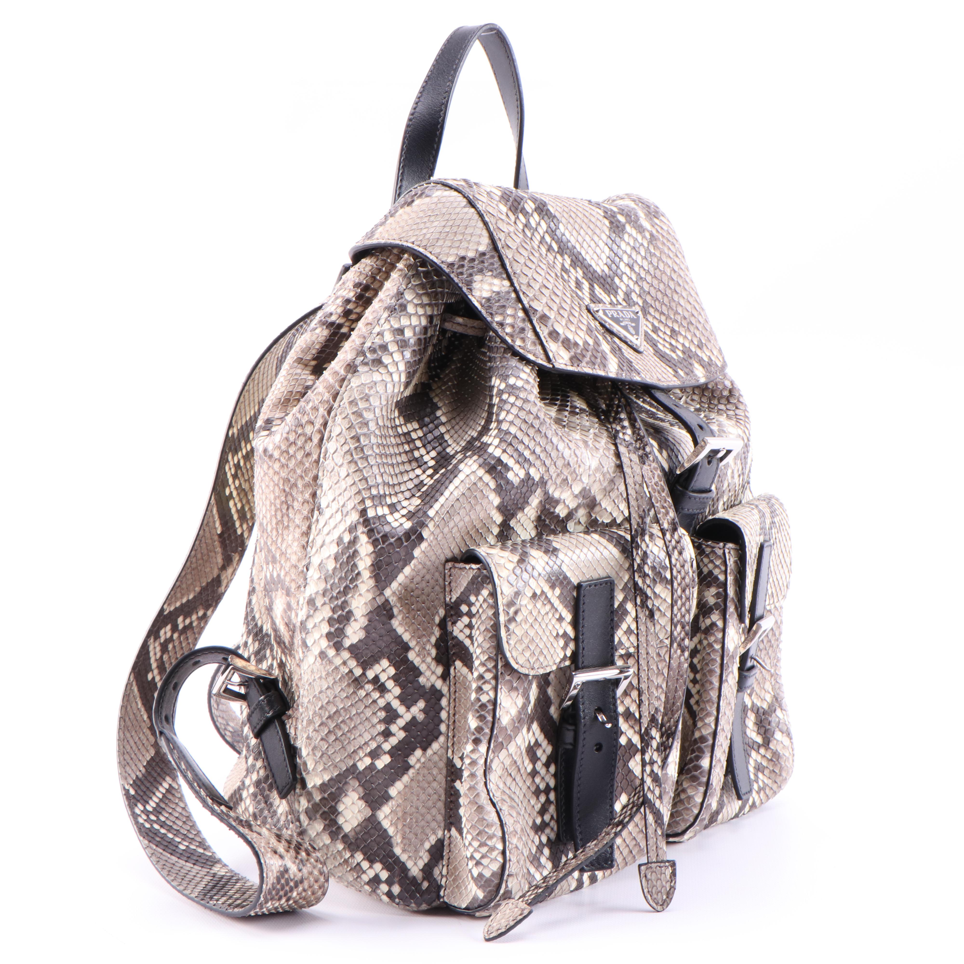 Prada Python and Black Leather Double Pocket Medium Backpack | EBTH