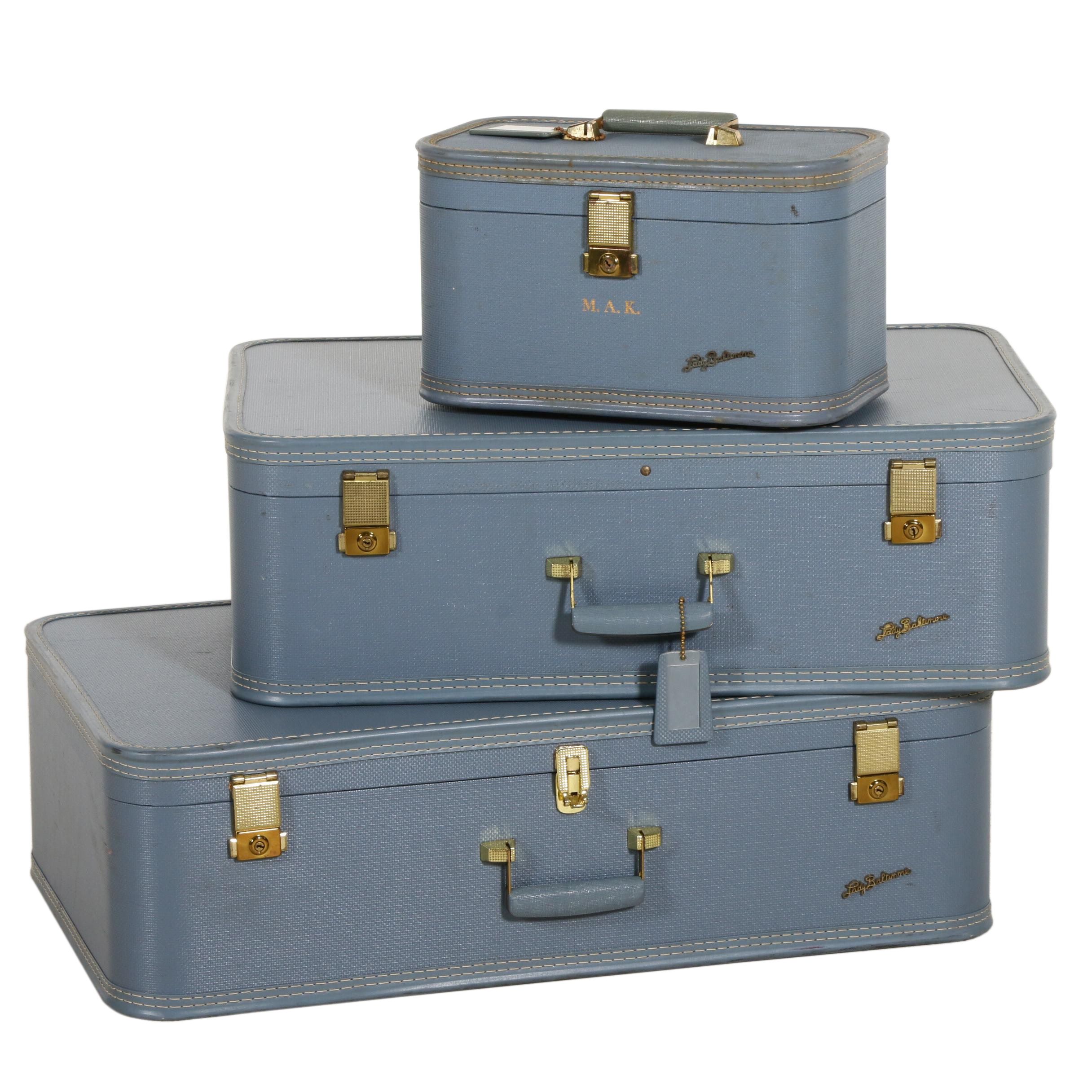 Lady Baltimore Train Case and Luggage in ThreePiece Matching Set EBTH