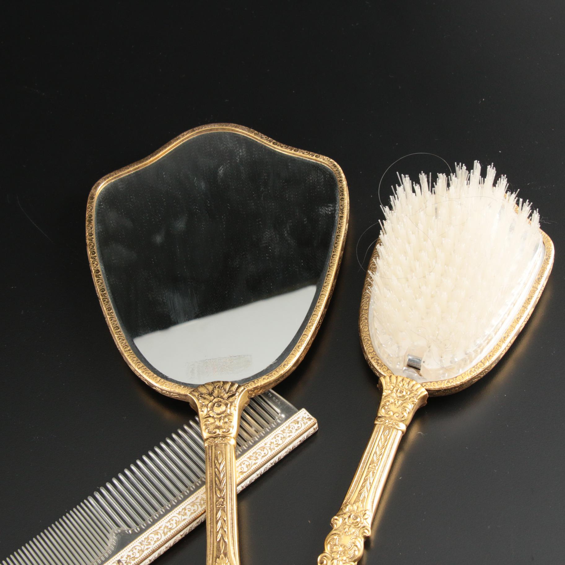 Vanity Set Including Tray, Mirror, Brush and Comb, Vintage EBTH