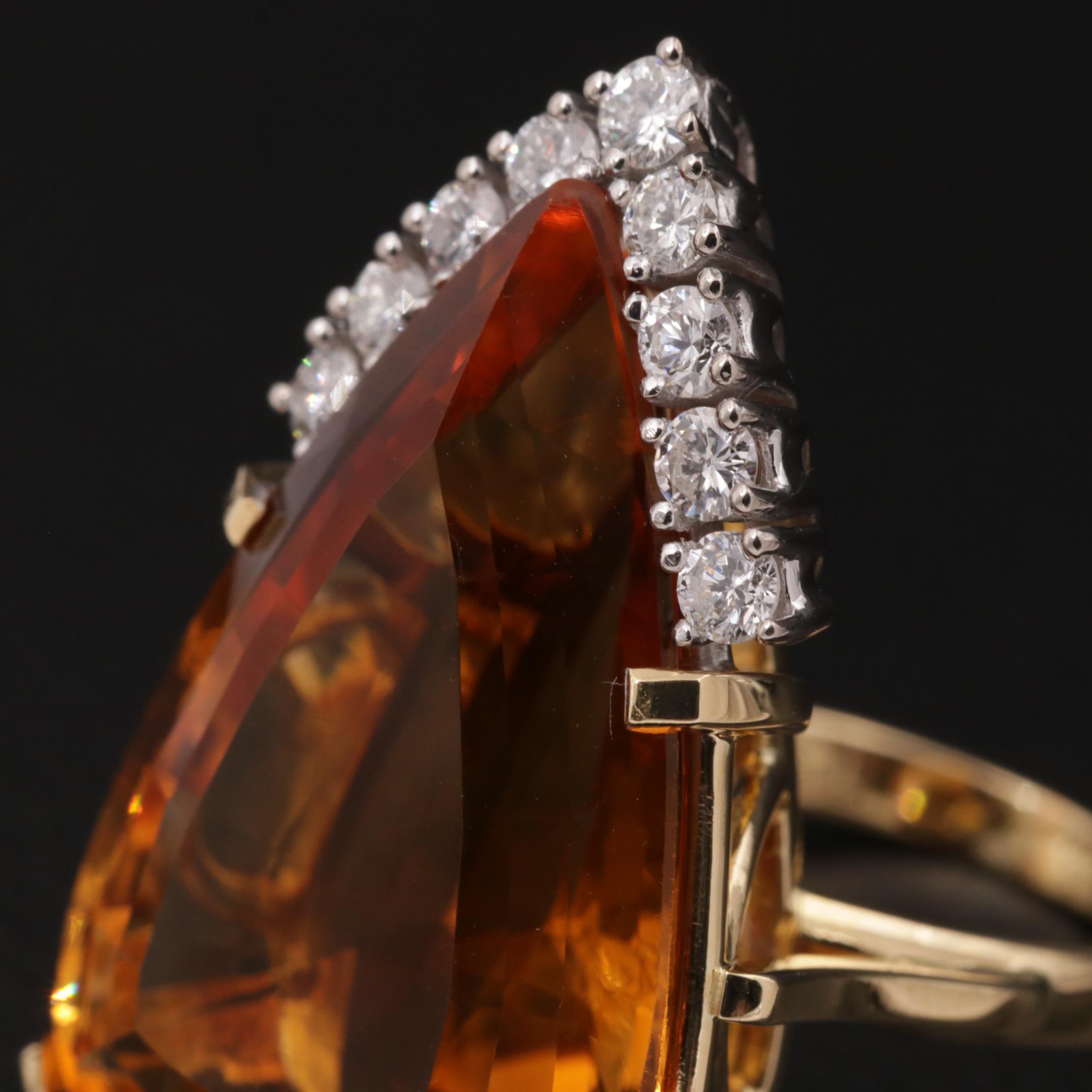 18K Yellow Gold Citrine and Diamond Pointer Ring | EBTH
