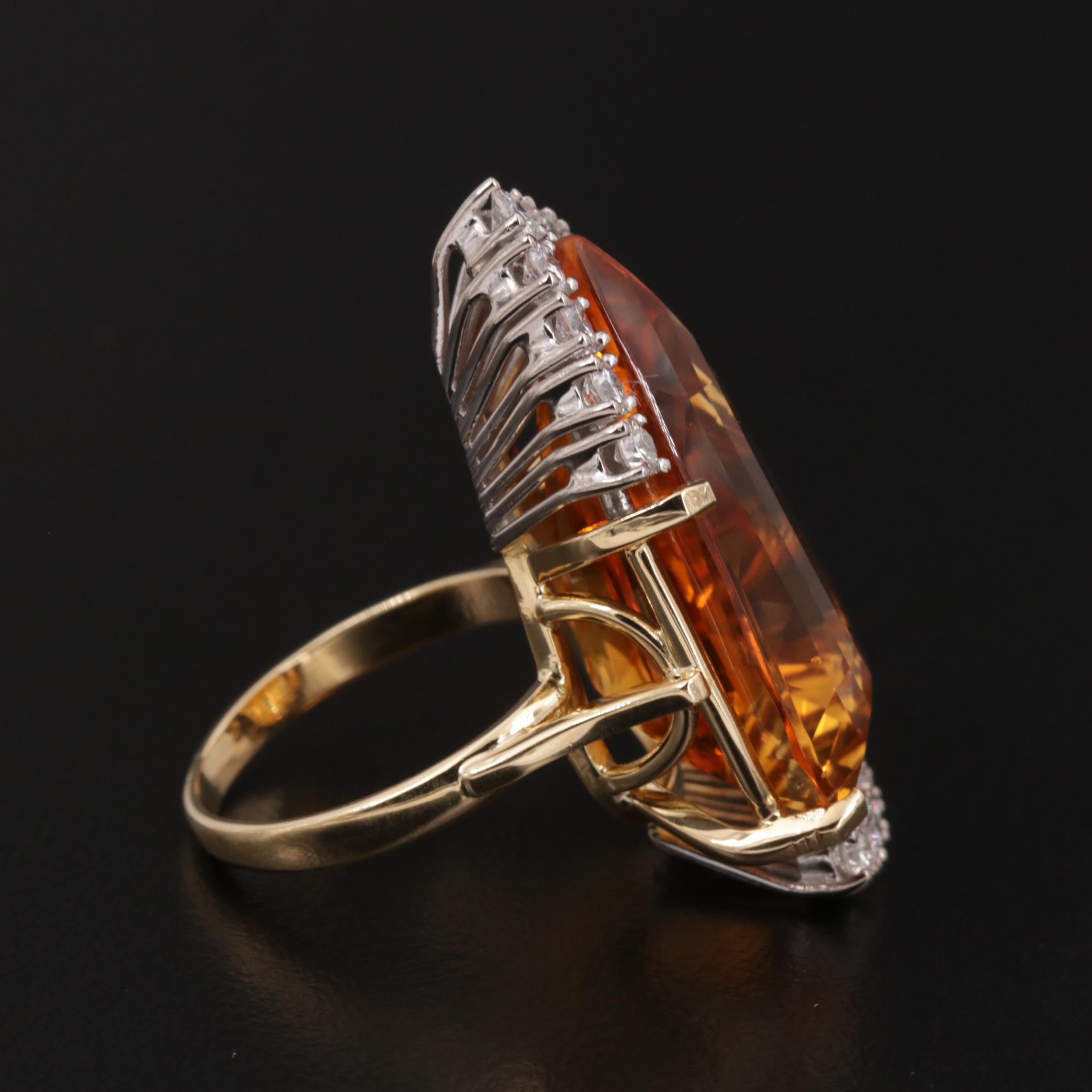 18K Yellow Gold Citrine and Diamond Pointer Ring | EBTH