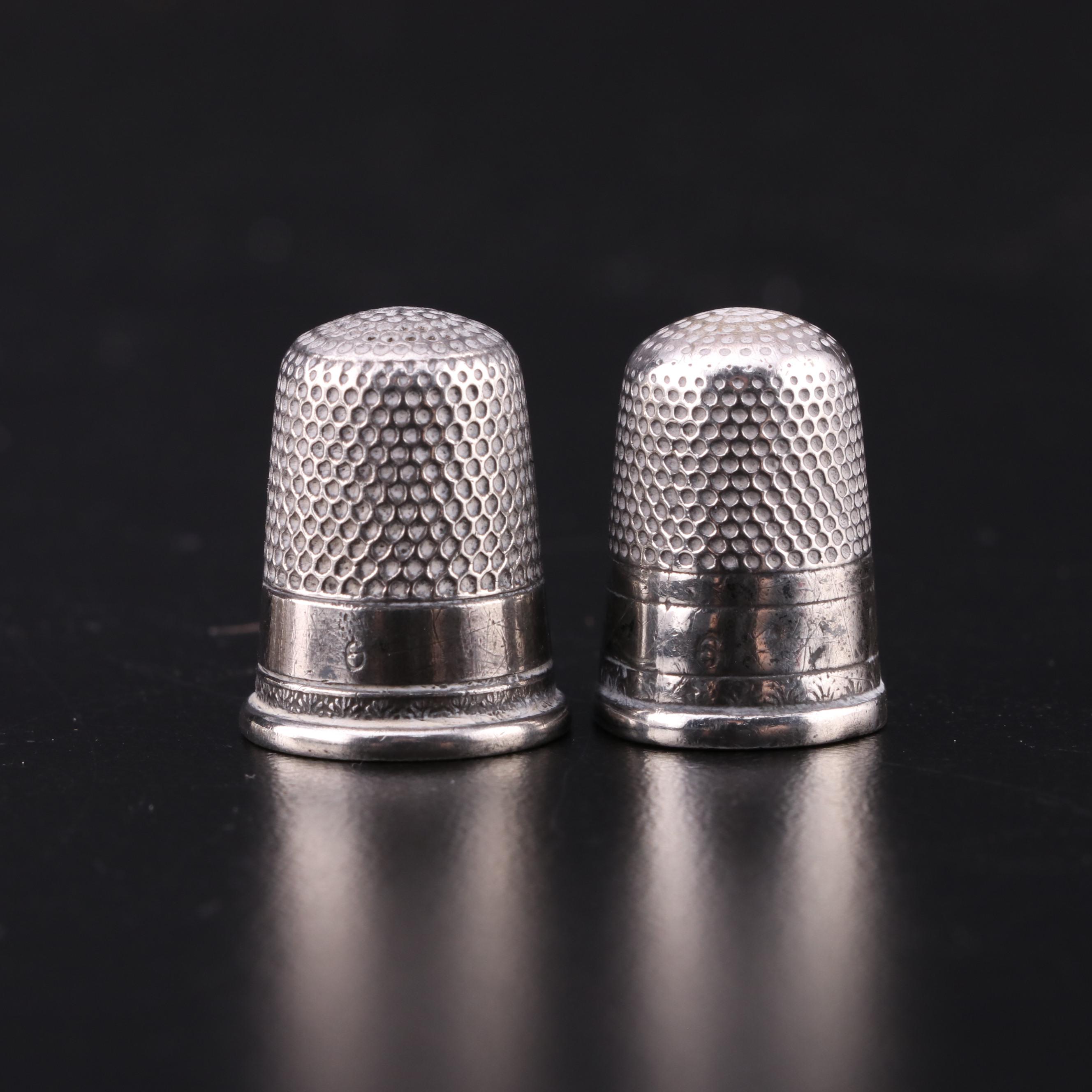 English Sterling Silver Thimbles with Collection of Other Thimbles EBTH