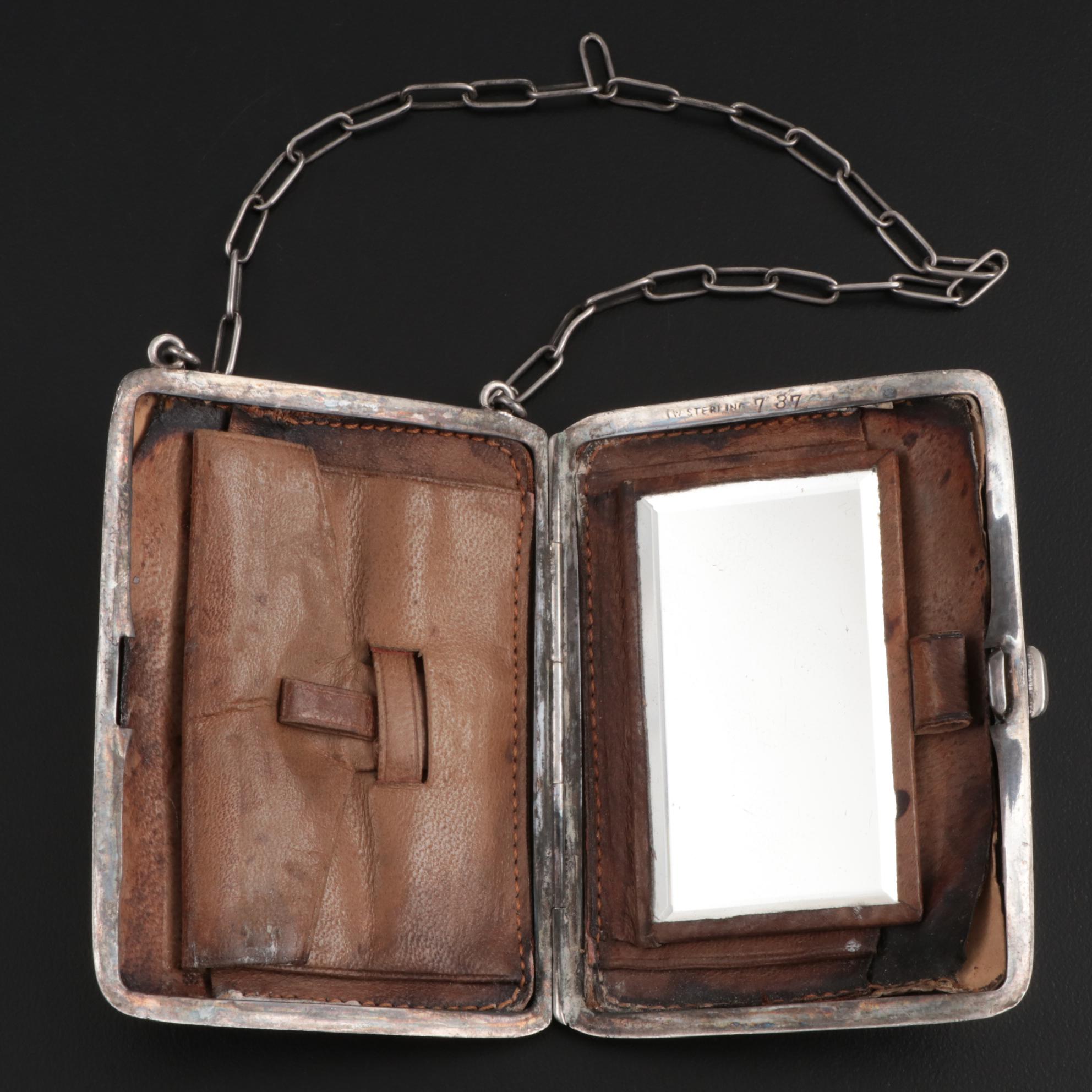 Watrous Mfg. Co. Sterling Silver Monogrammed Wristlet Purse, Early 20th