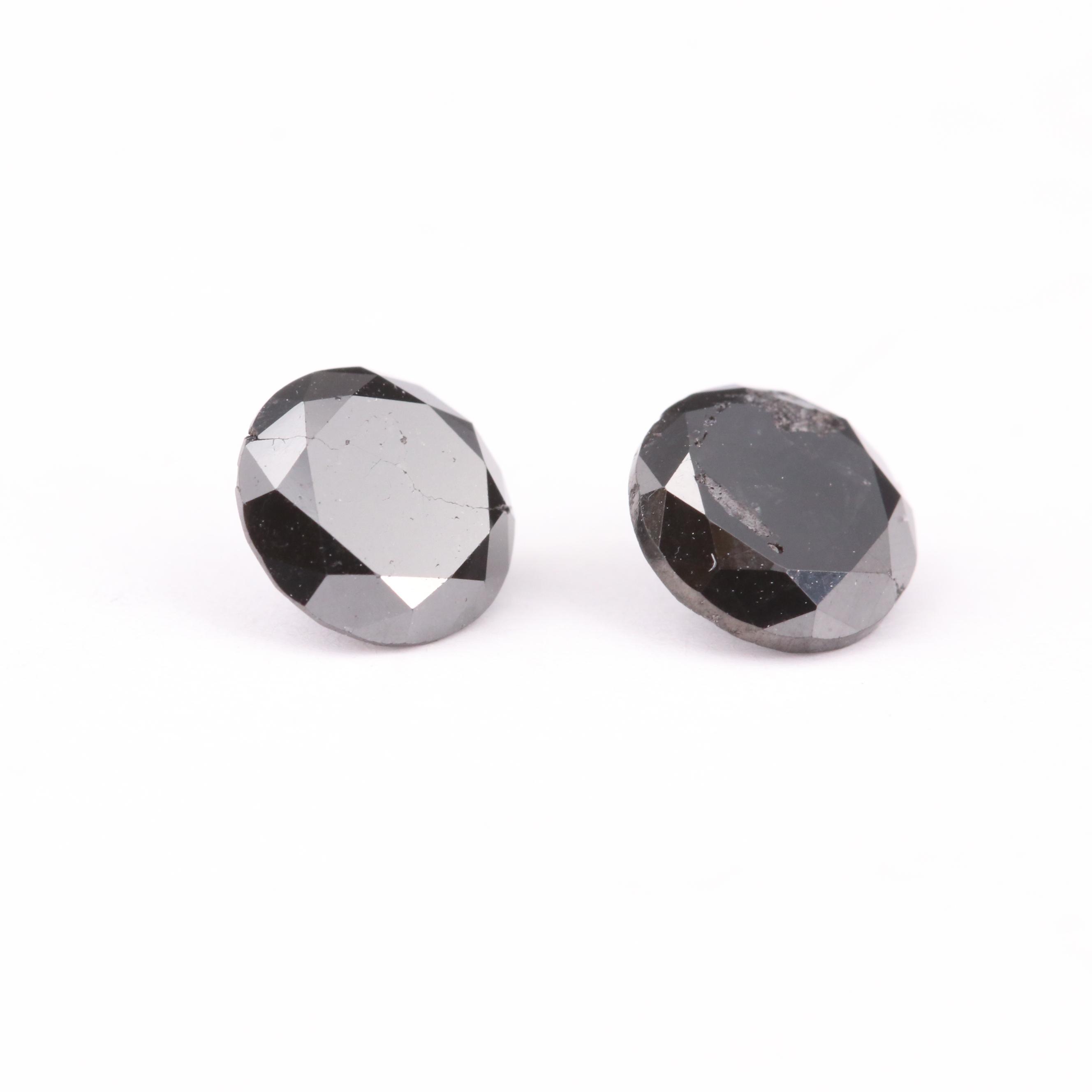 Loose 2.15 CTW Round Brilliant Cut Black Diamonds EBTH