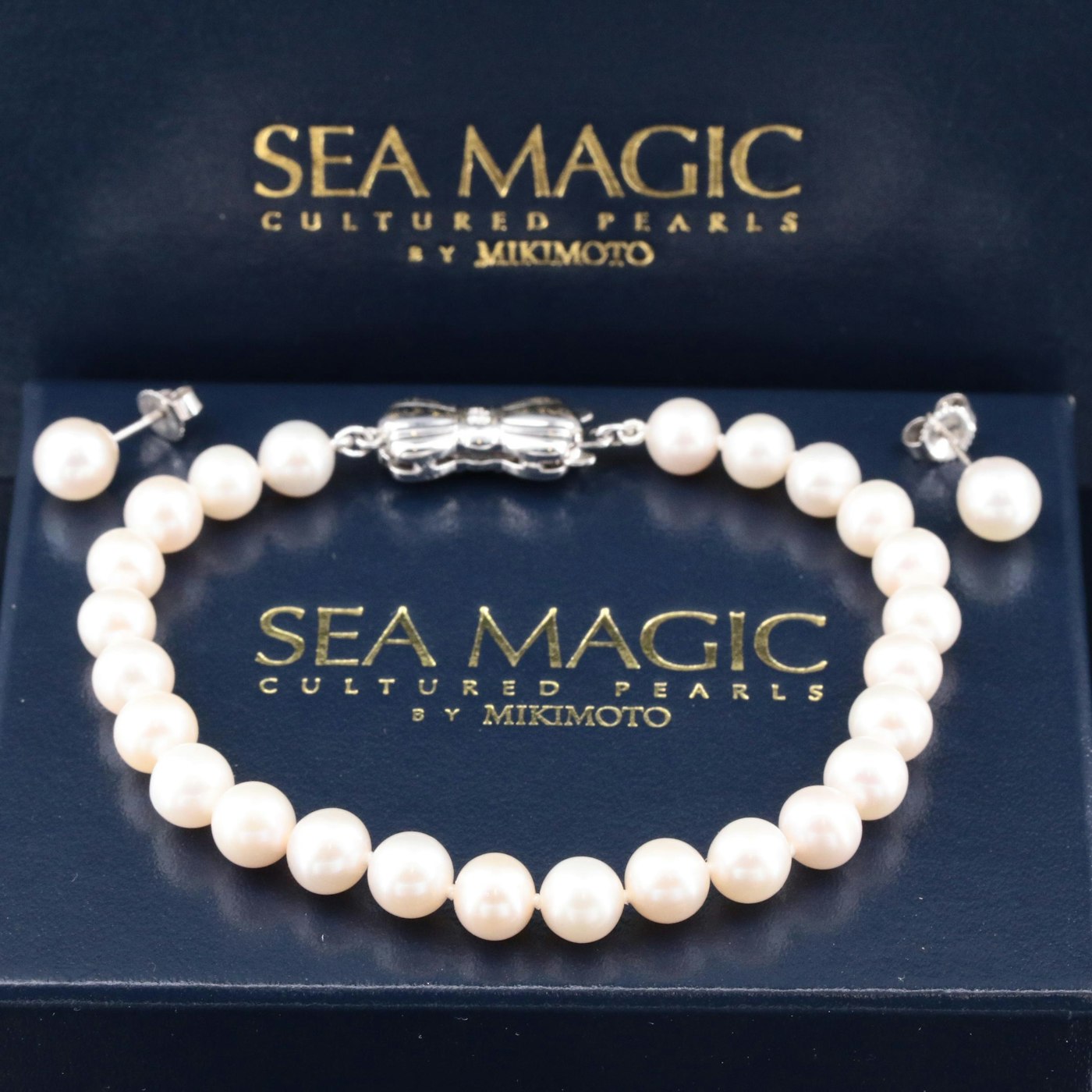 Sea Magic By Mikimoto Pearl Sterling Bracelet and 14K Pearl Stud ...