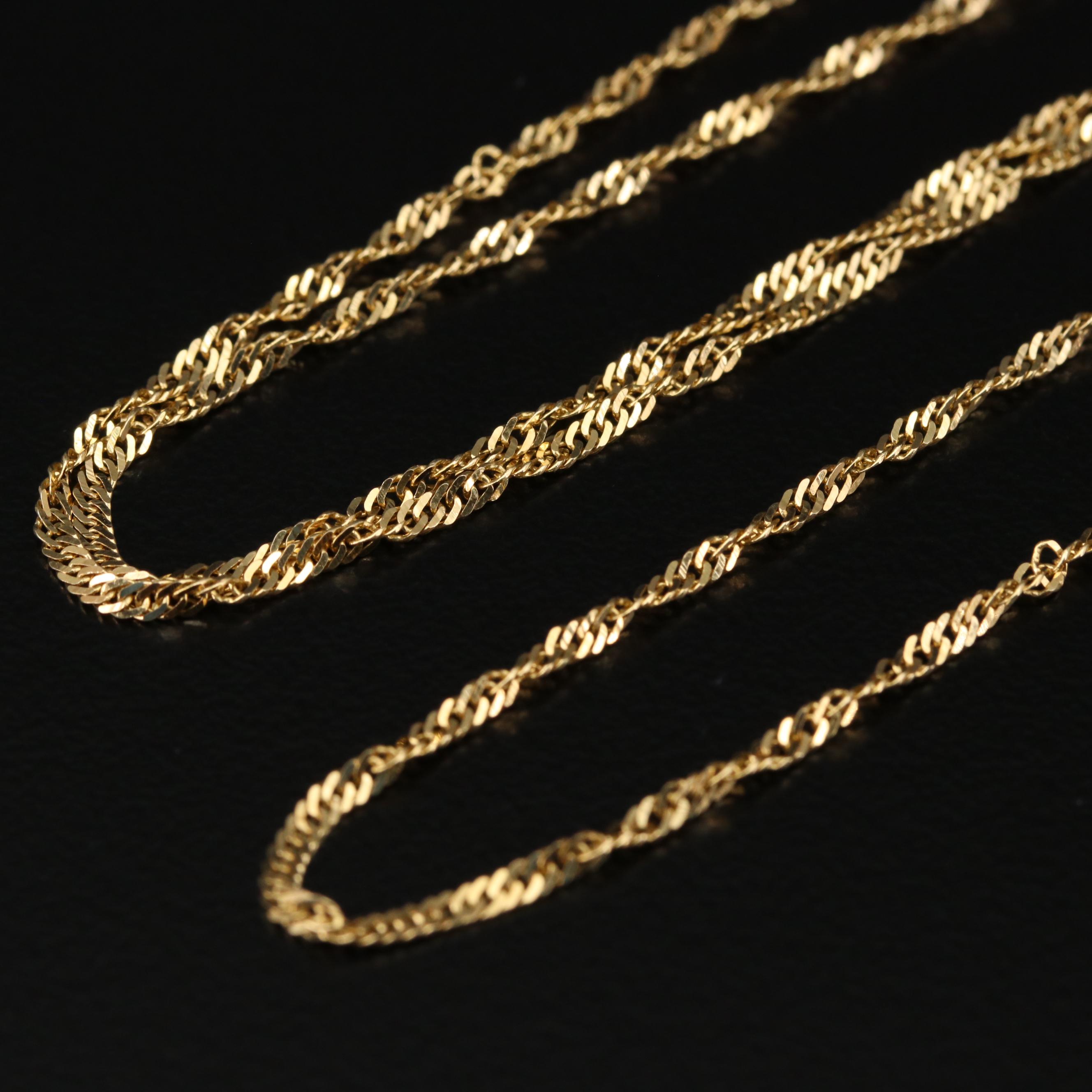 14K Yellow Gold Twisted Curb Chain Necklace EBTH
