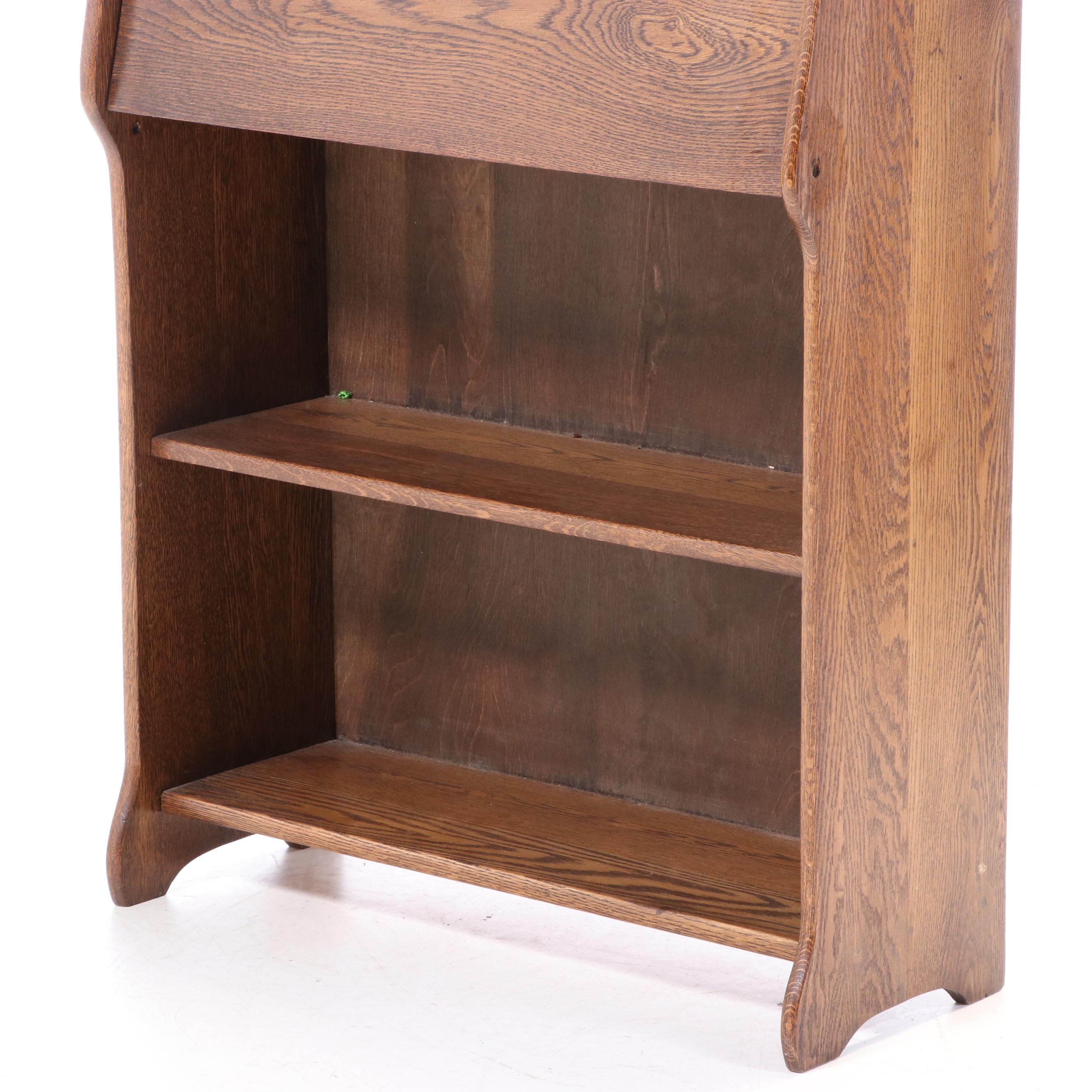 Larkin Drop Front Oak Secretary Desk with Mirror EBTH