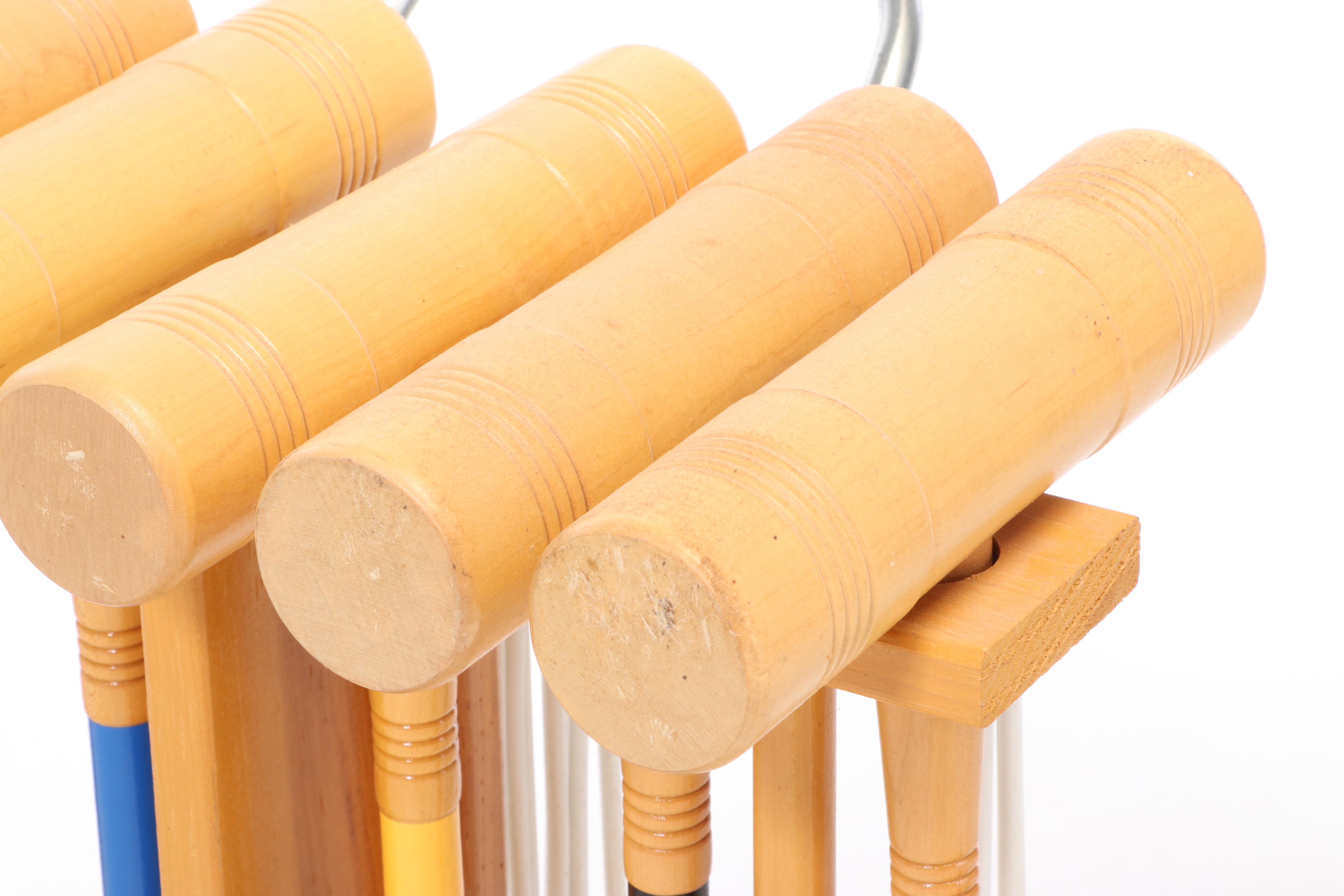 Brookstone Croquet Set with Mallets, Balls and Wheeled Stand EBTH