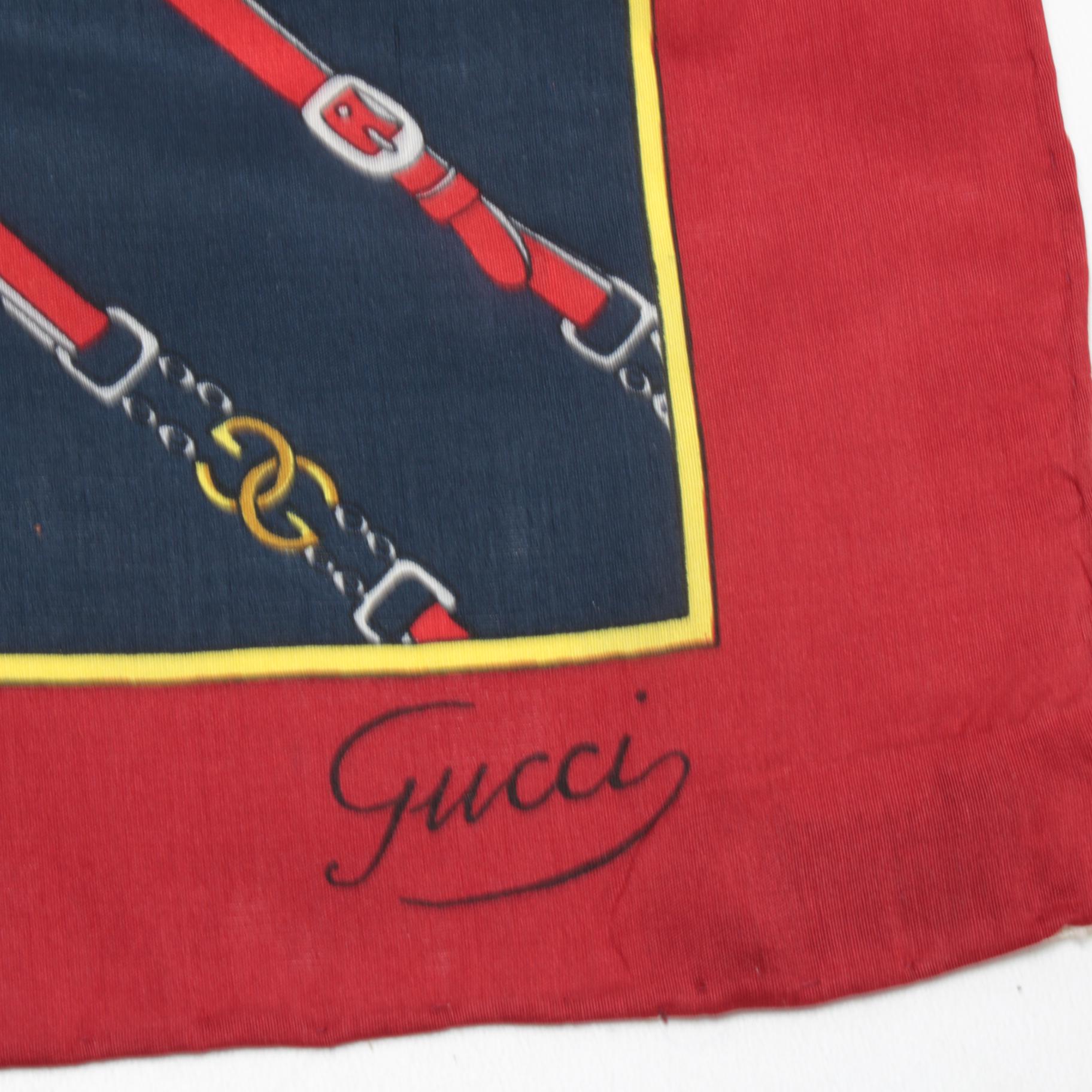 Gucci Silk Scarf with GG Logo Belt Print, 1970s Vintage EBTH
