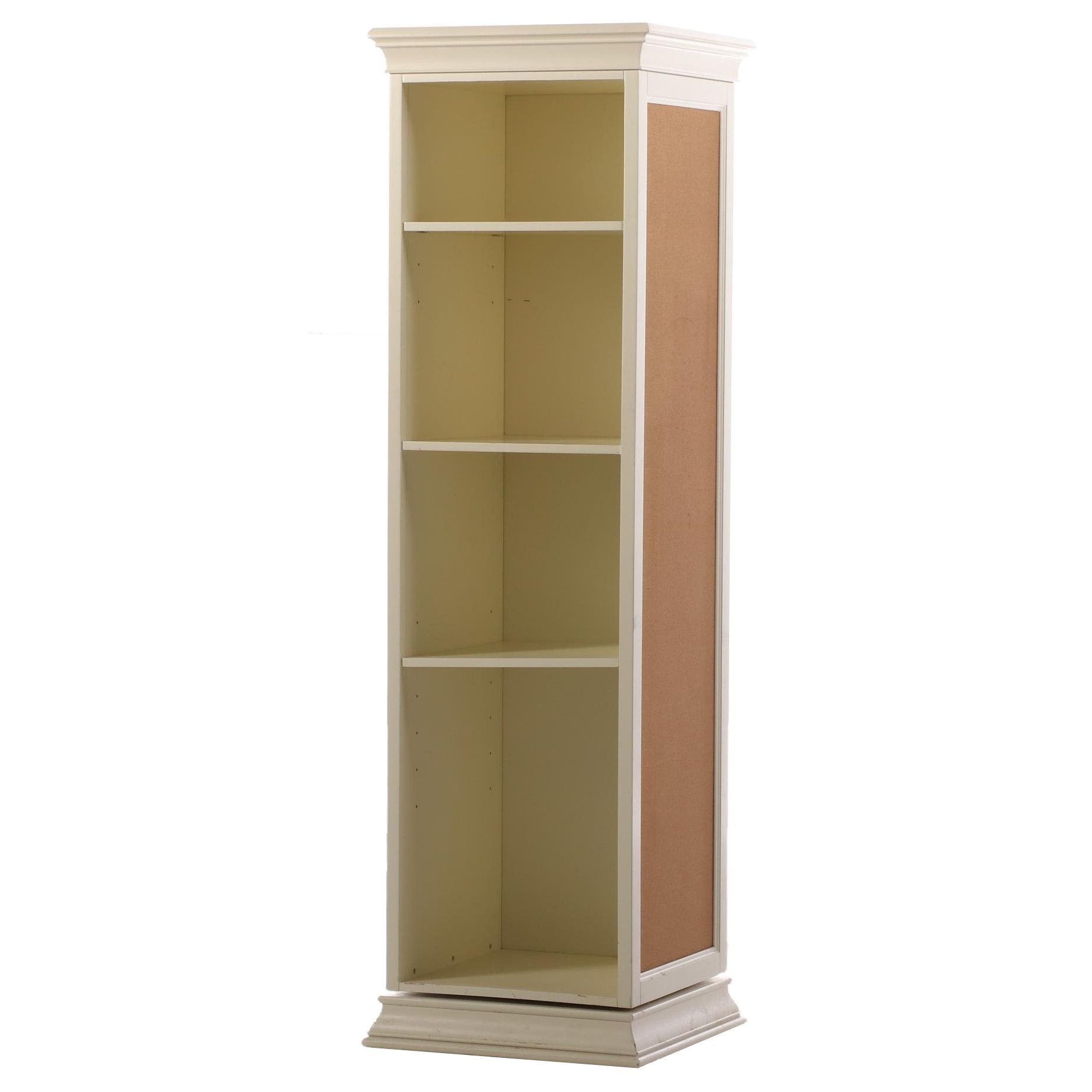 Pottery Barn Teen Swiveling Bookcase With Mirror Pegs And Cork Board Ebth