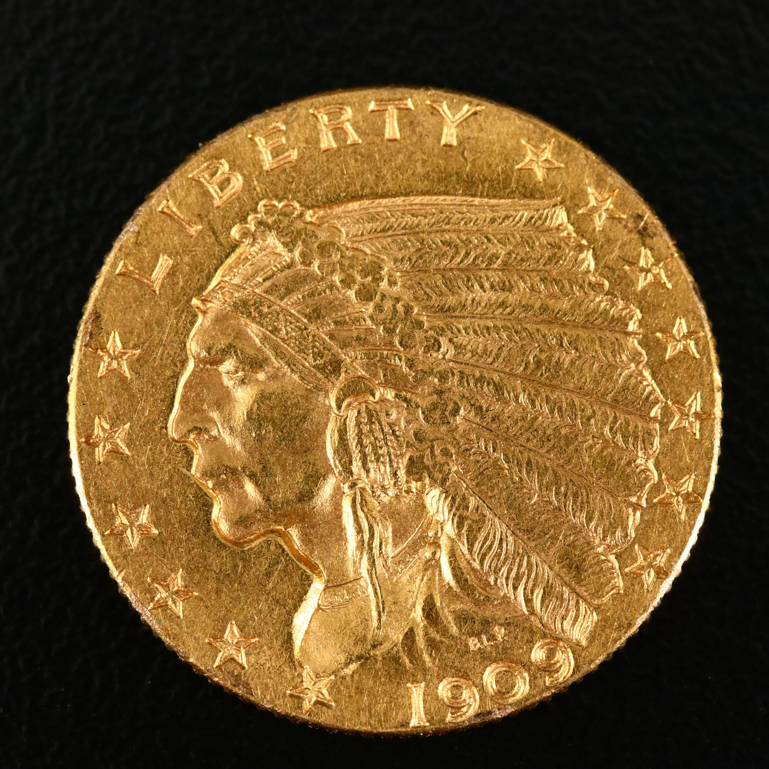 1909 Indian Head 2 1 2 Gold Coin Ebth