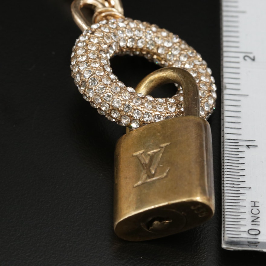 LOUIS VUITTON 18K White Gold Diamond Padlock Pendant 326721