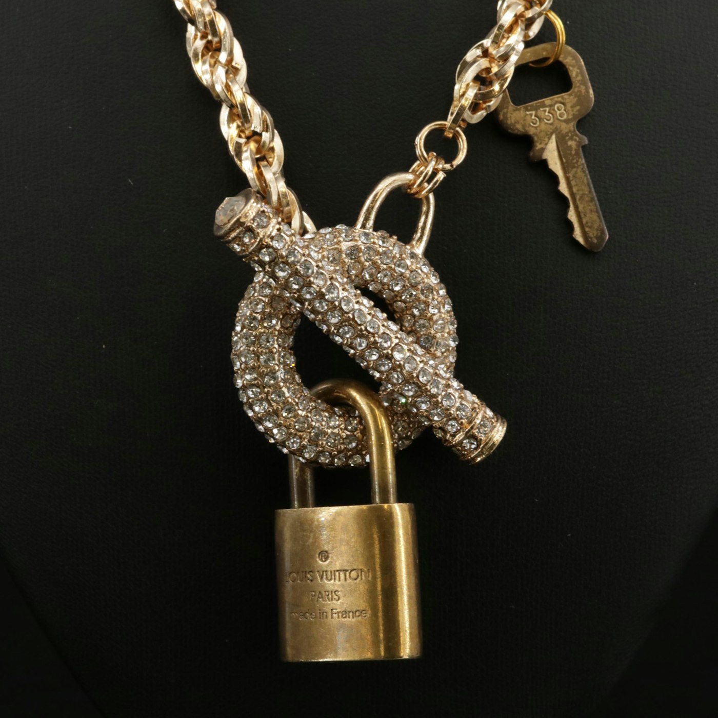 Louis Vuitton Lock on Rhinestone Toggle Clasp Necklace | EBTH