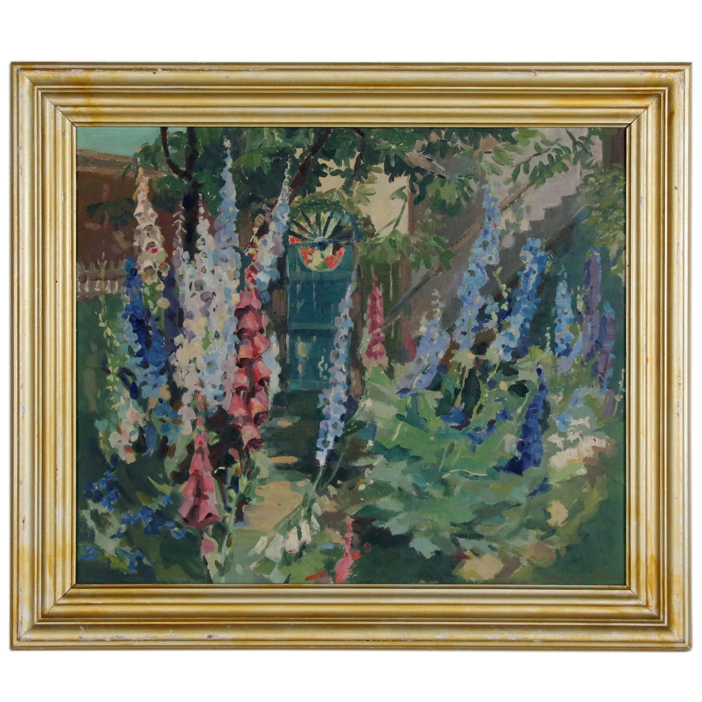 Helen Gapen Oehler Oil Painting Of Garden Scene Ebth