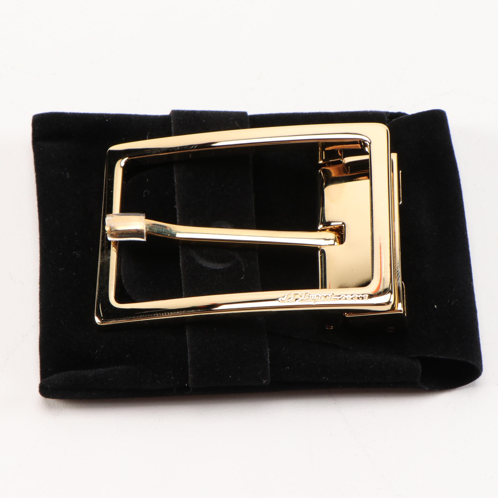 S. T. Dupont 35MM Etiquette Square Gold Tone Belt Buckle EBTH