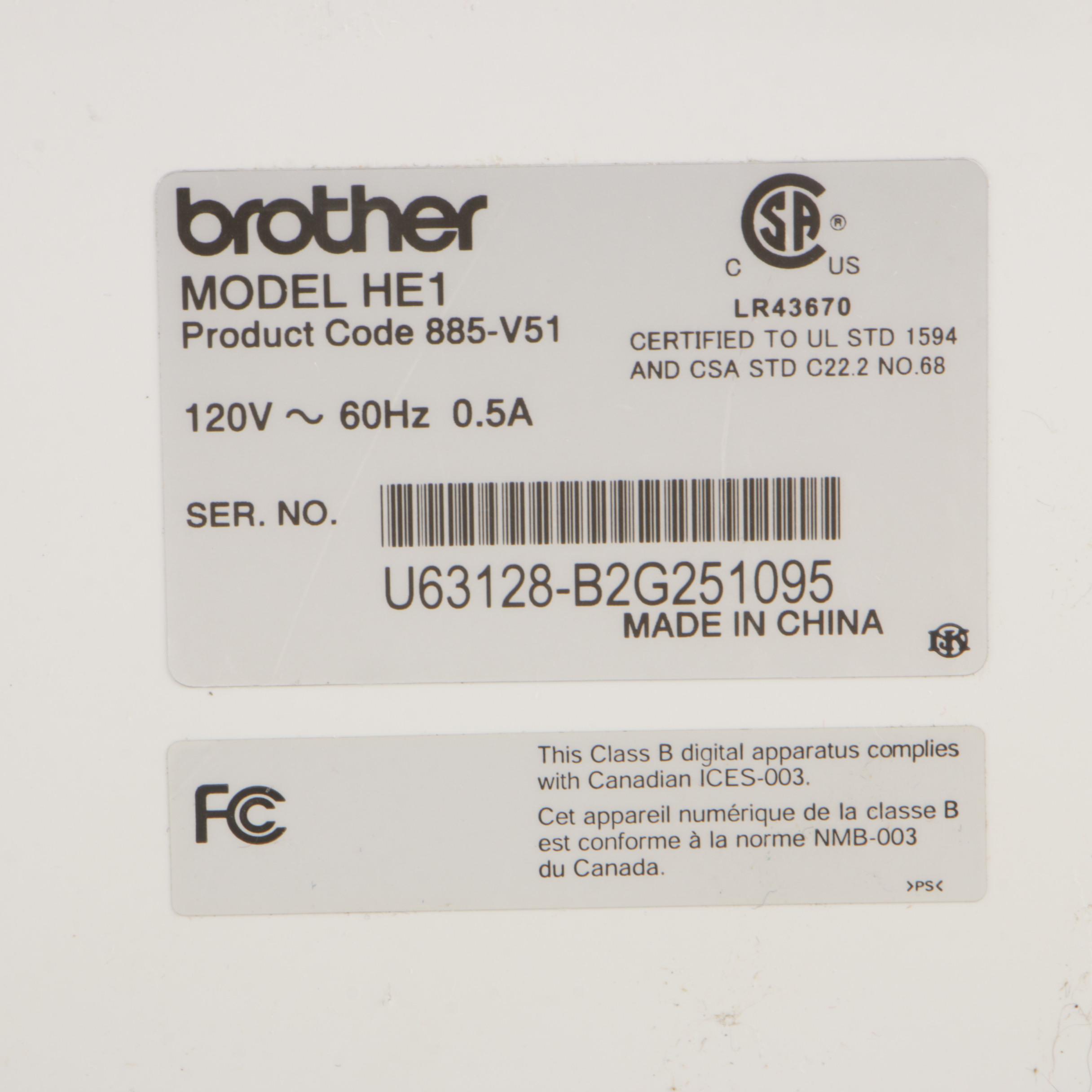 Brother HE1 Computerized Embroidery Machine EBTH