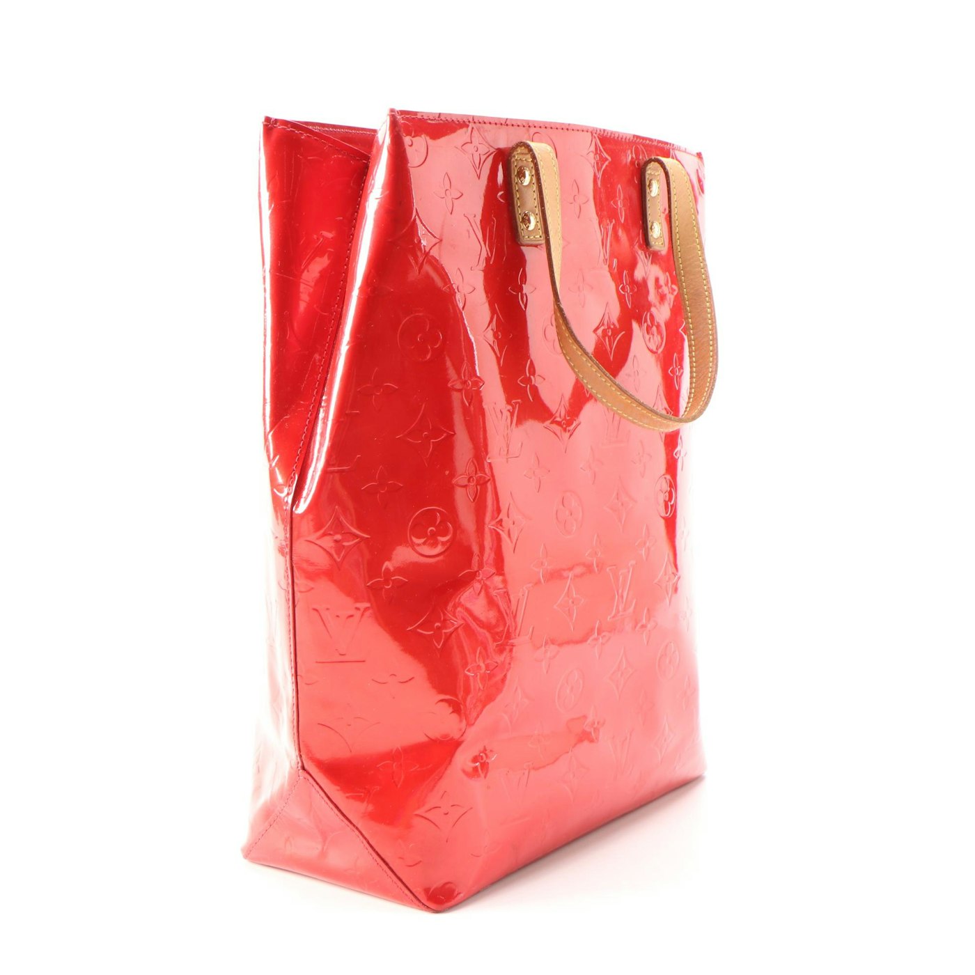 Louis Vuitton Reade MM Tote in Red Monogram Vernis and Vachetta Leather | EBTH