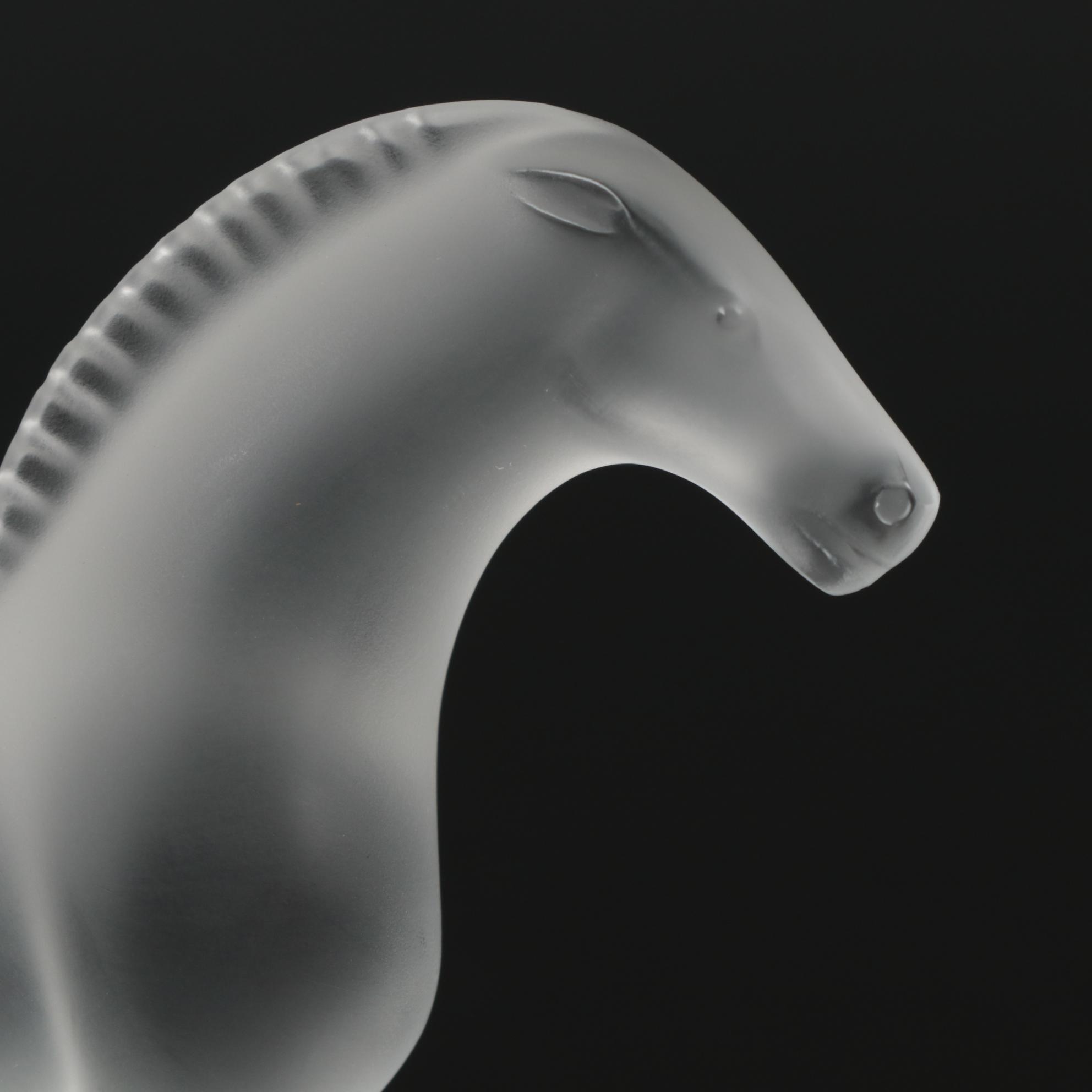 Lalique "Tang Horse" Frosted Crystal Paperweight Figurine Model 11816