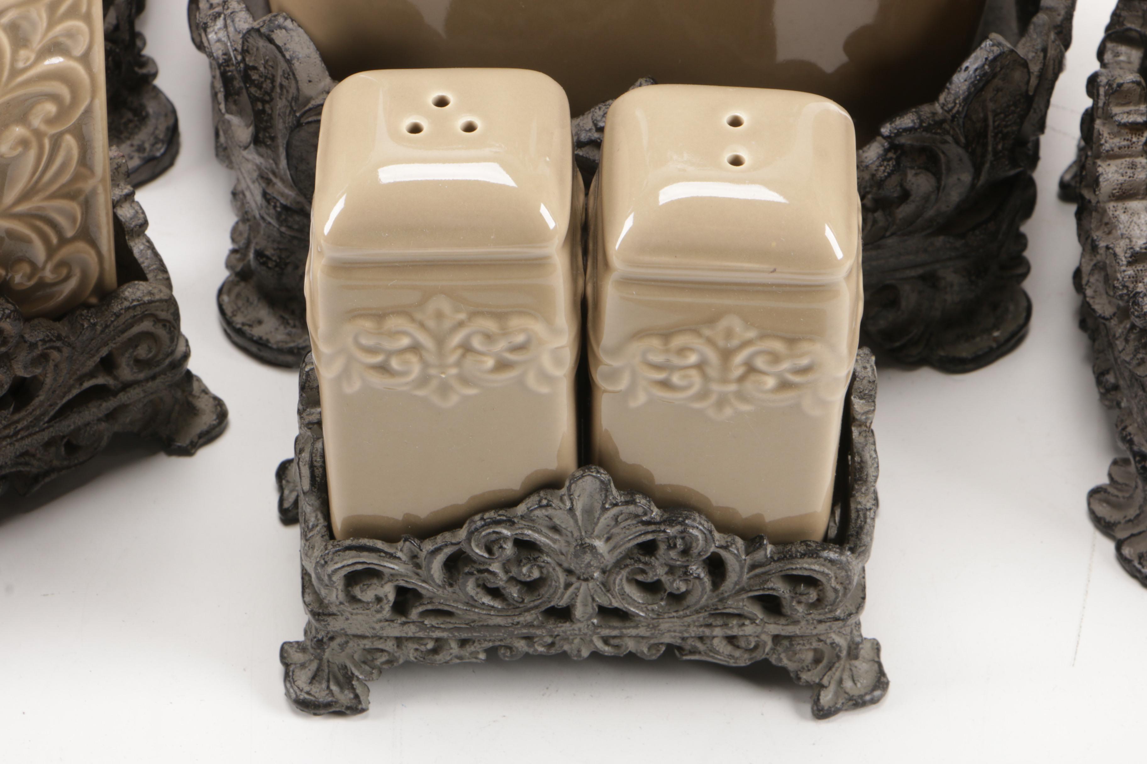 Drake Design Ceramic Canisters, Coasters and Spoon Rest Set EBTH