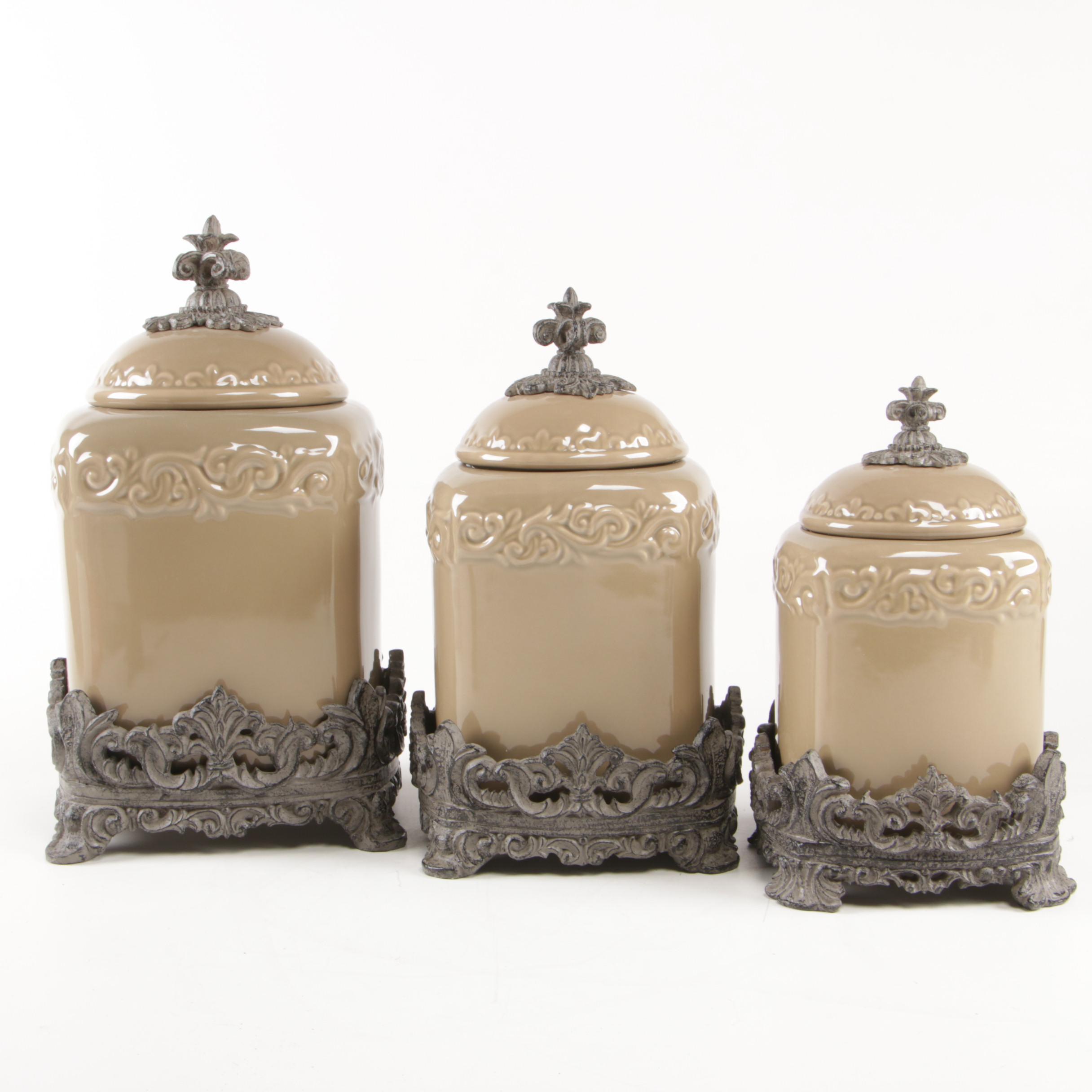 Drake Design Ceramic Canisters, Coasters and Spoon Rest Set EBTH