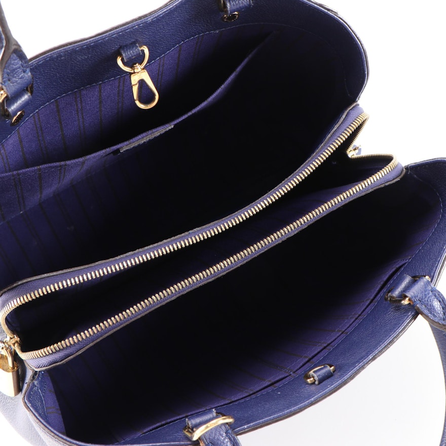 Louis Vuitton Montaigne MM Handbag in Dark Blue Celeste Empreinte Leather | EBTH