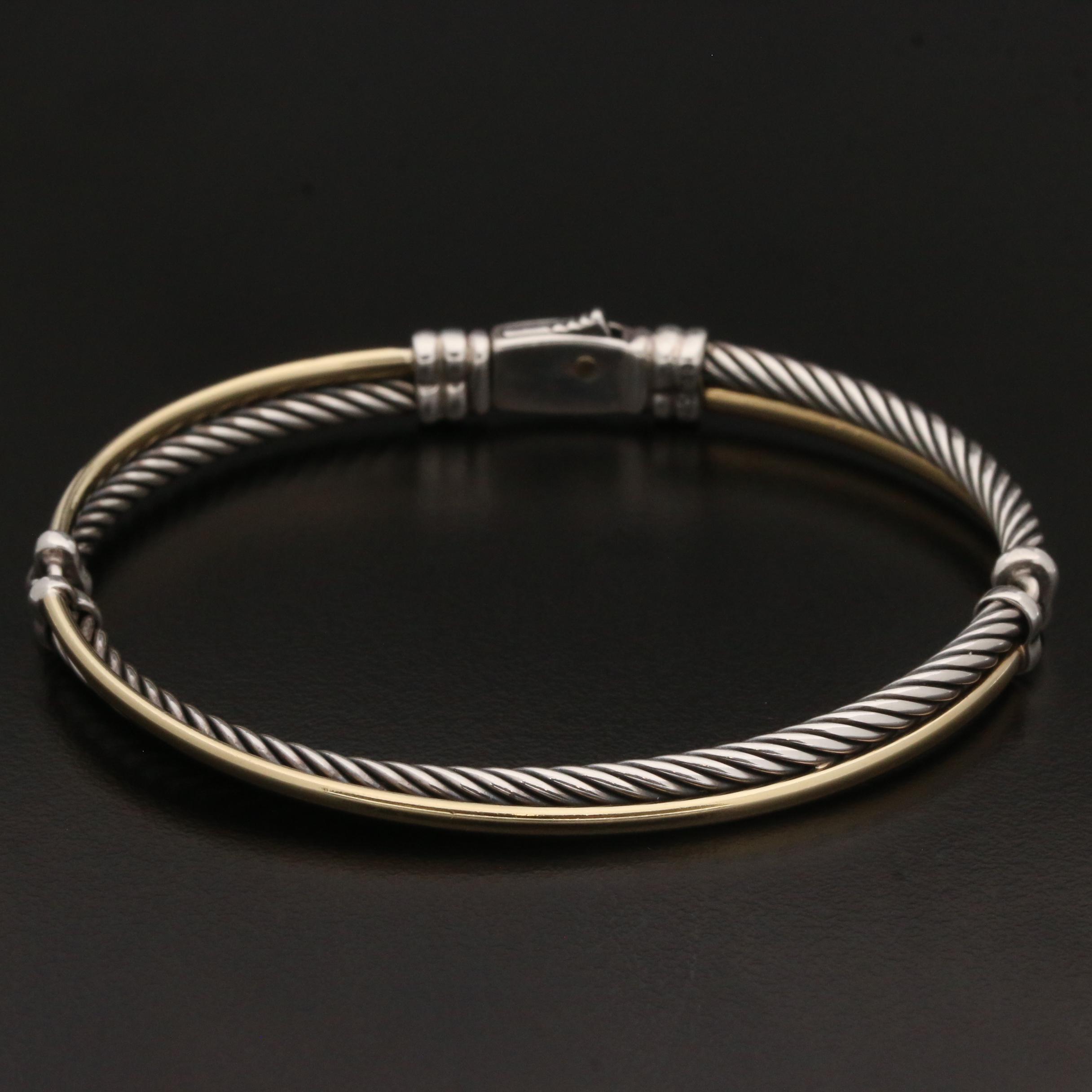 David Yurman Crossover Sterling Silver Bracelet With 18K Accent EBTH   1592329329834 31a9db519c466e785137009abe63b45a5f19e908f60f94bbfda09ef20ec7def3.JPG