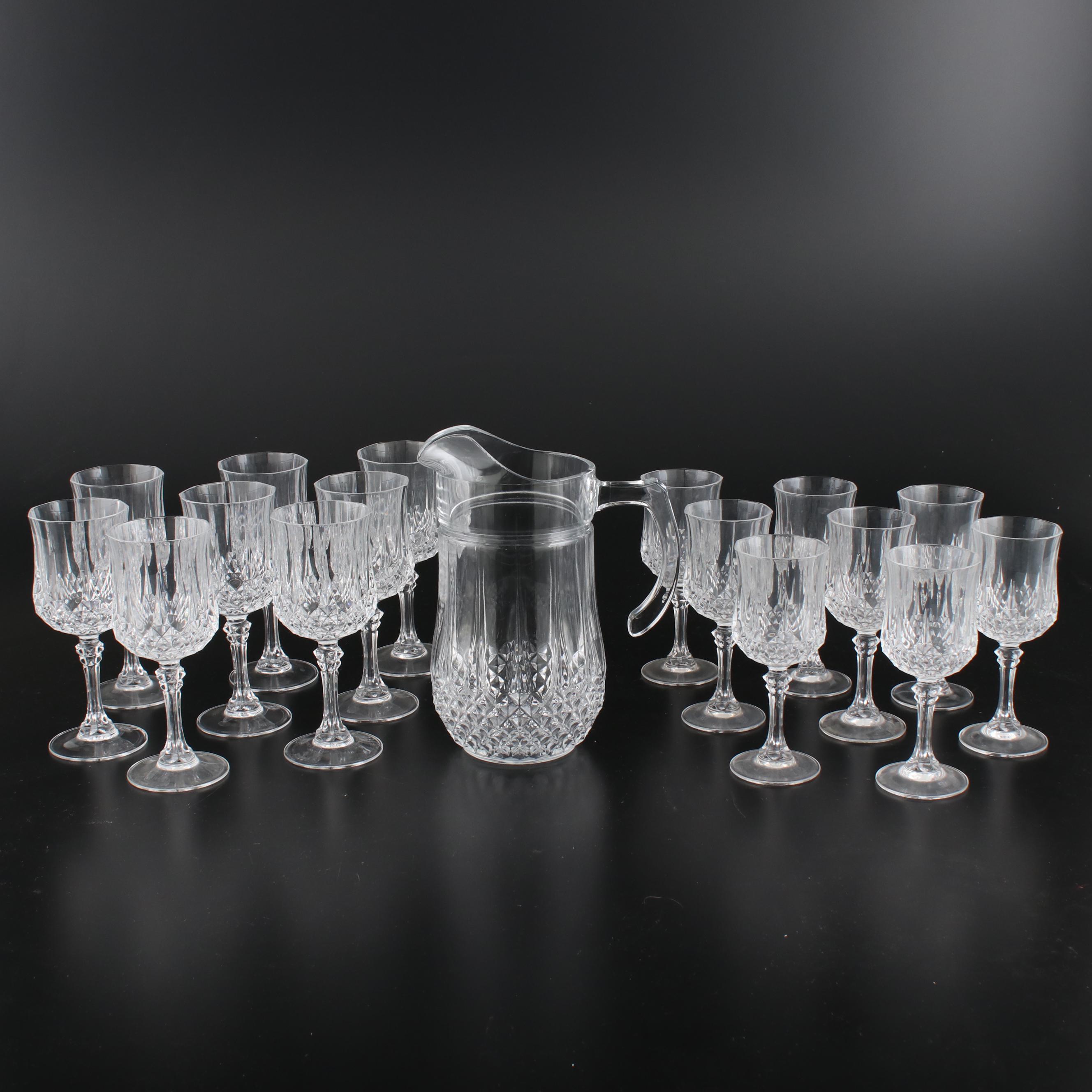 Cristal d'Arques "Longchamp" Crystal Red and White Wine Glasses with