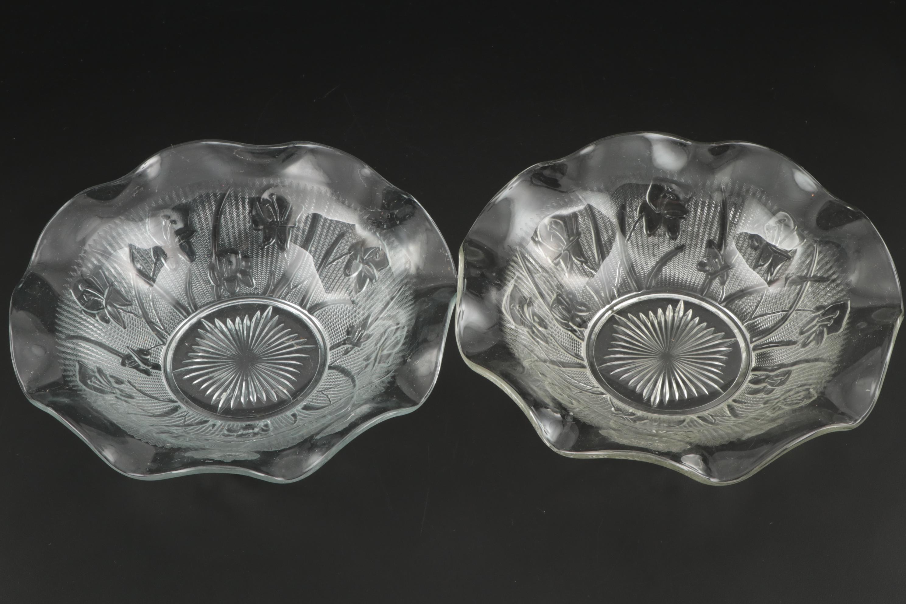 "Iris Clear" Depression Glass Vase and Other Table