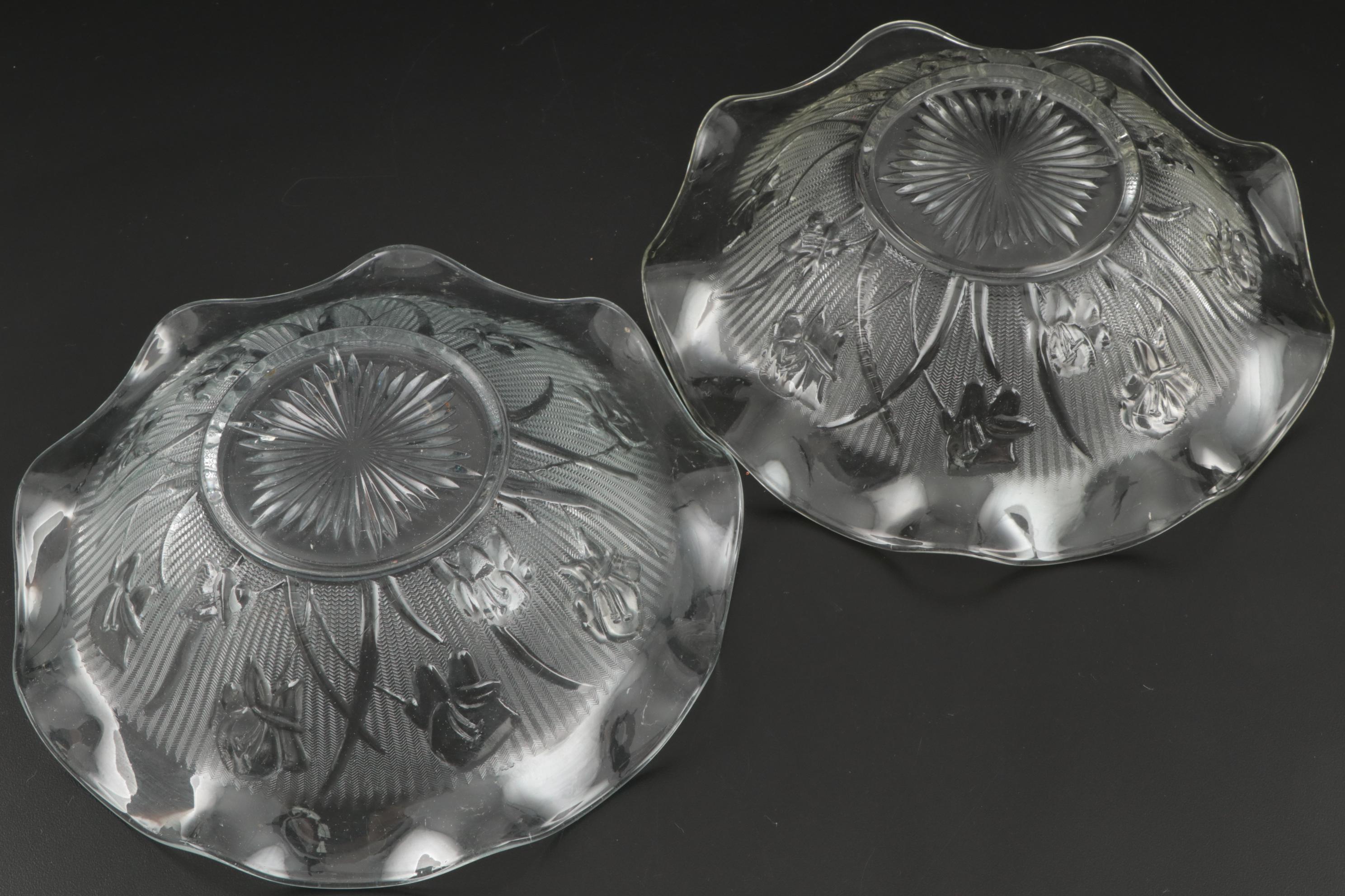 "Iris Clear" Depression Glass Vase and Other Table