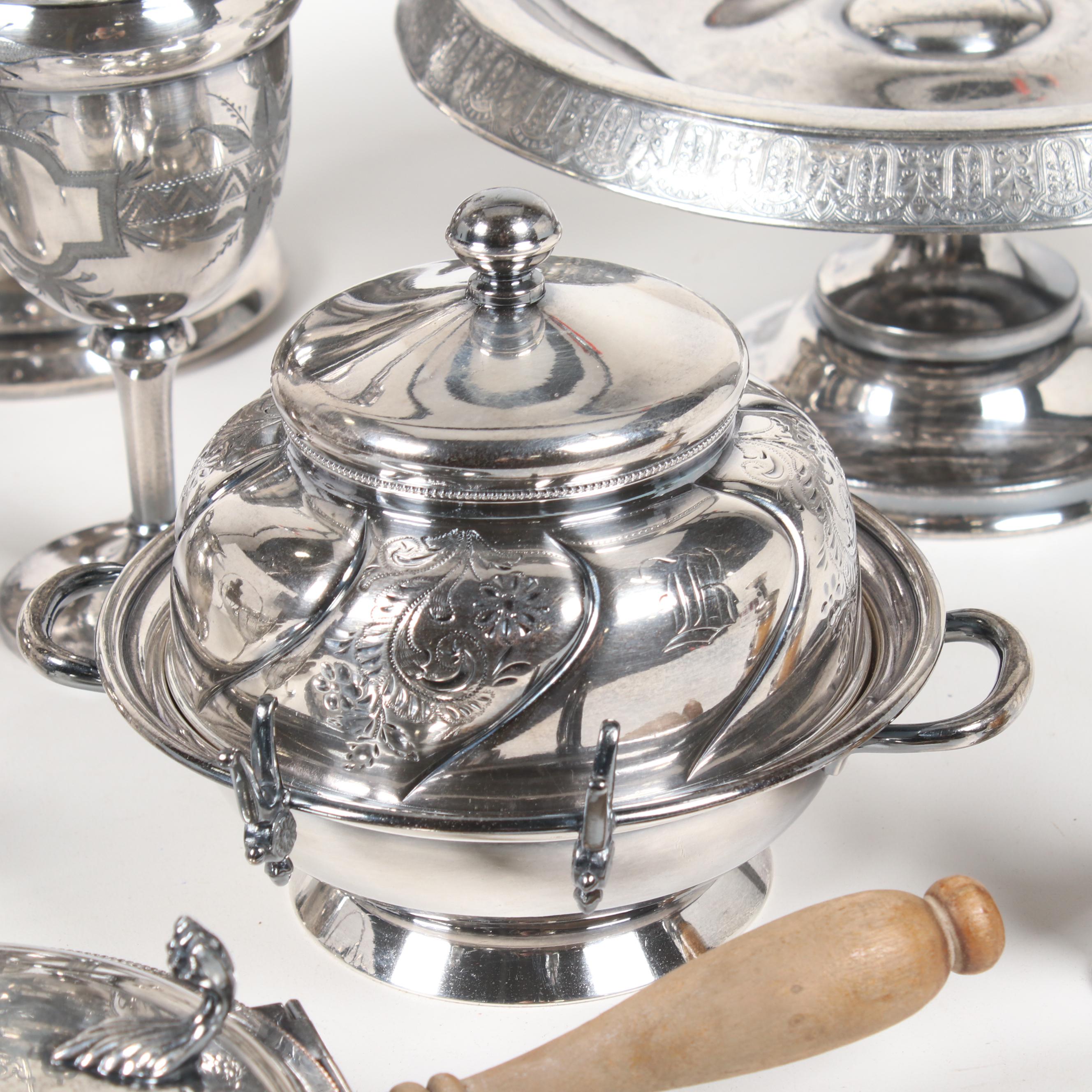 Aesthetic Movement Cruet Set with American and English Silver Plate