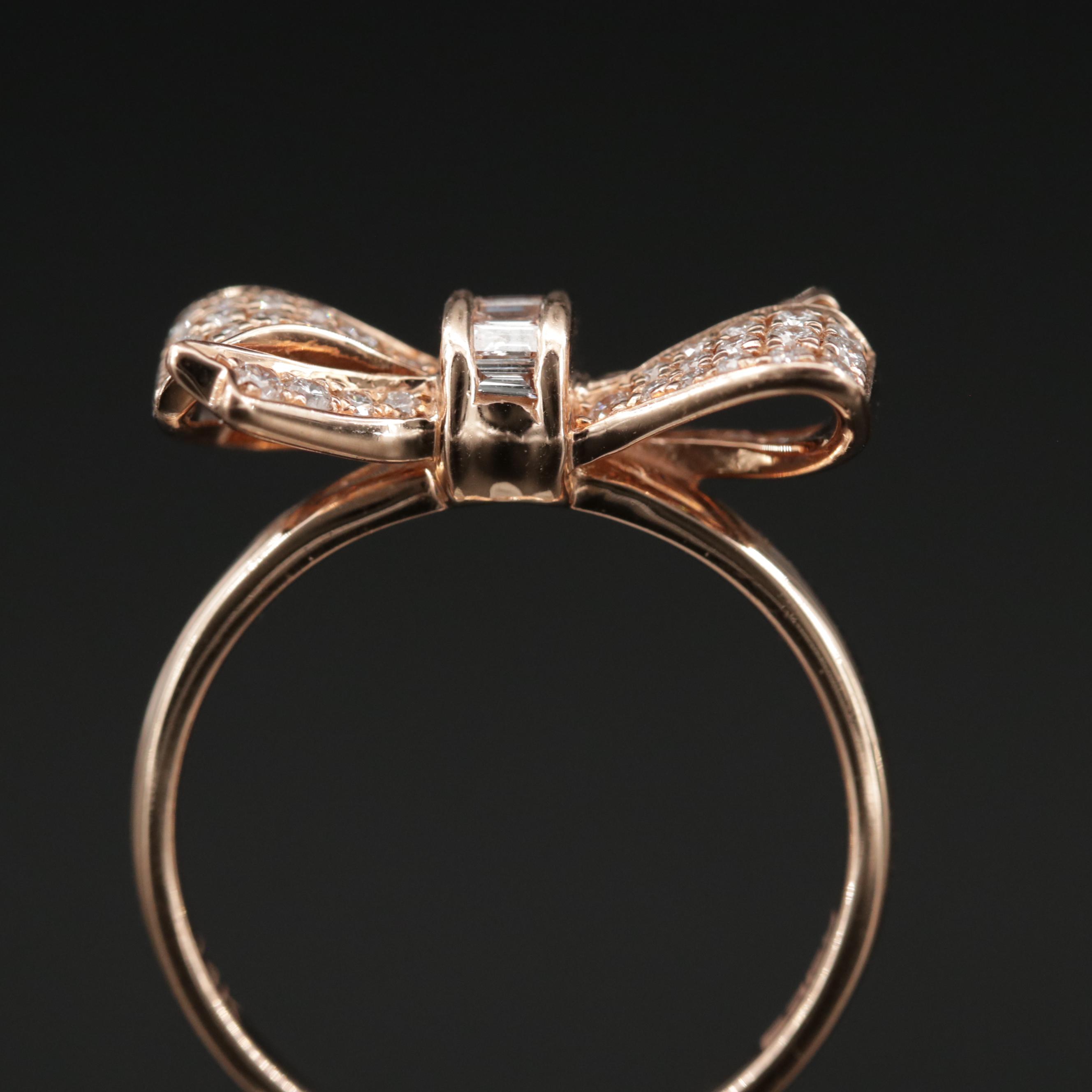 EFFY 14K Rose Gold Diamond Bow Ring EBTH