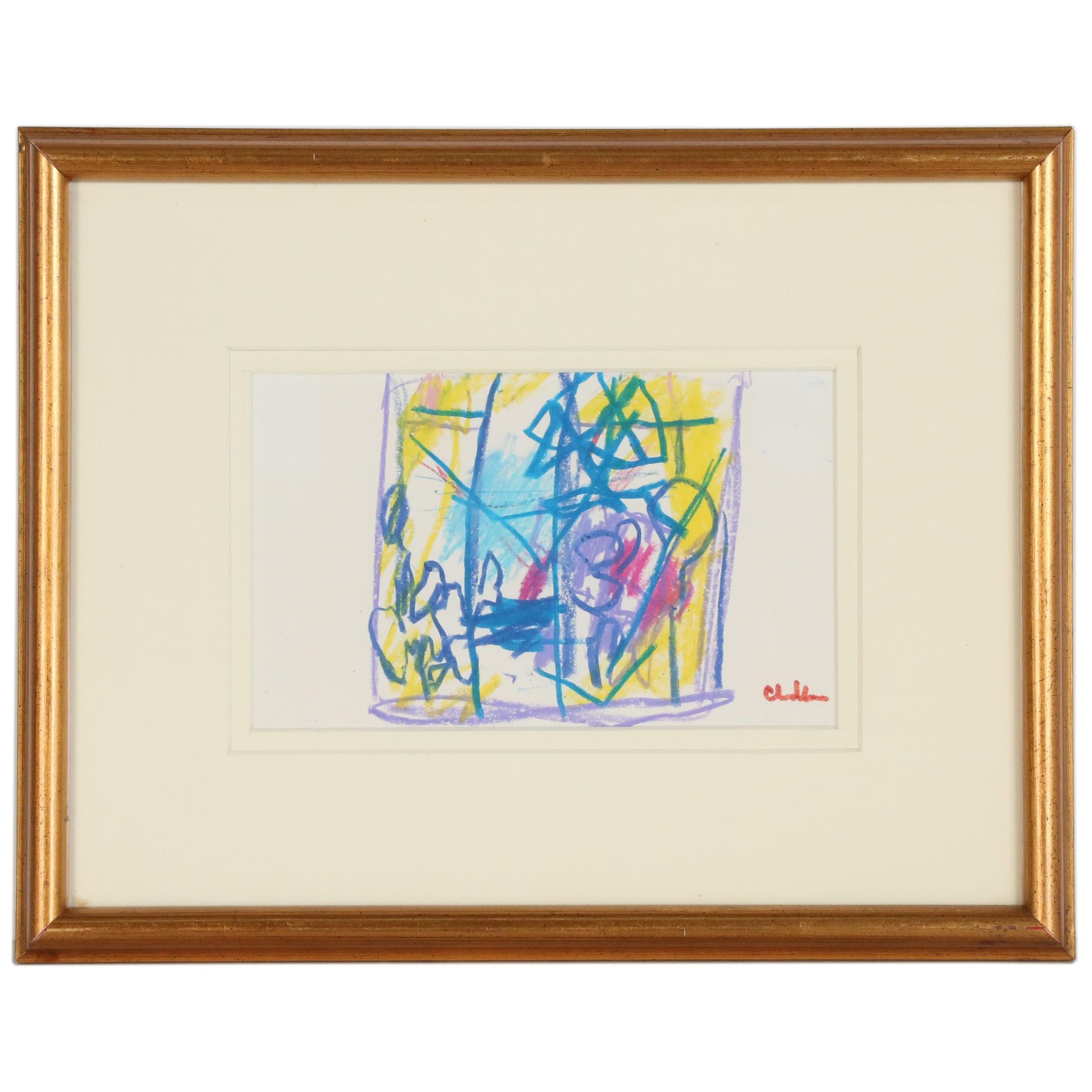 Paul Chidlaw Abstract Expressionist Pastel Drawing Window Of My