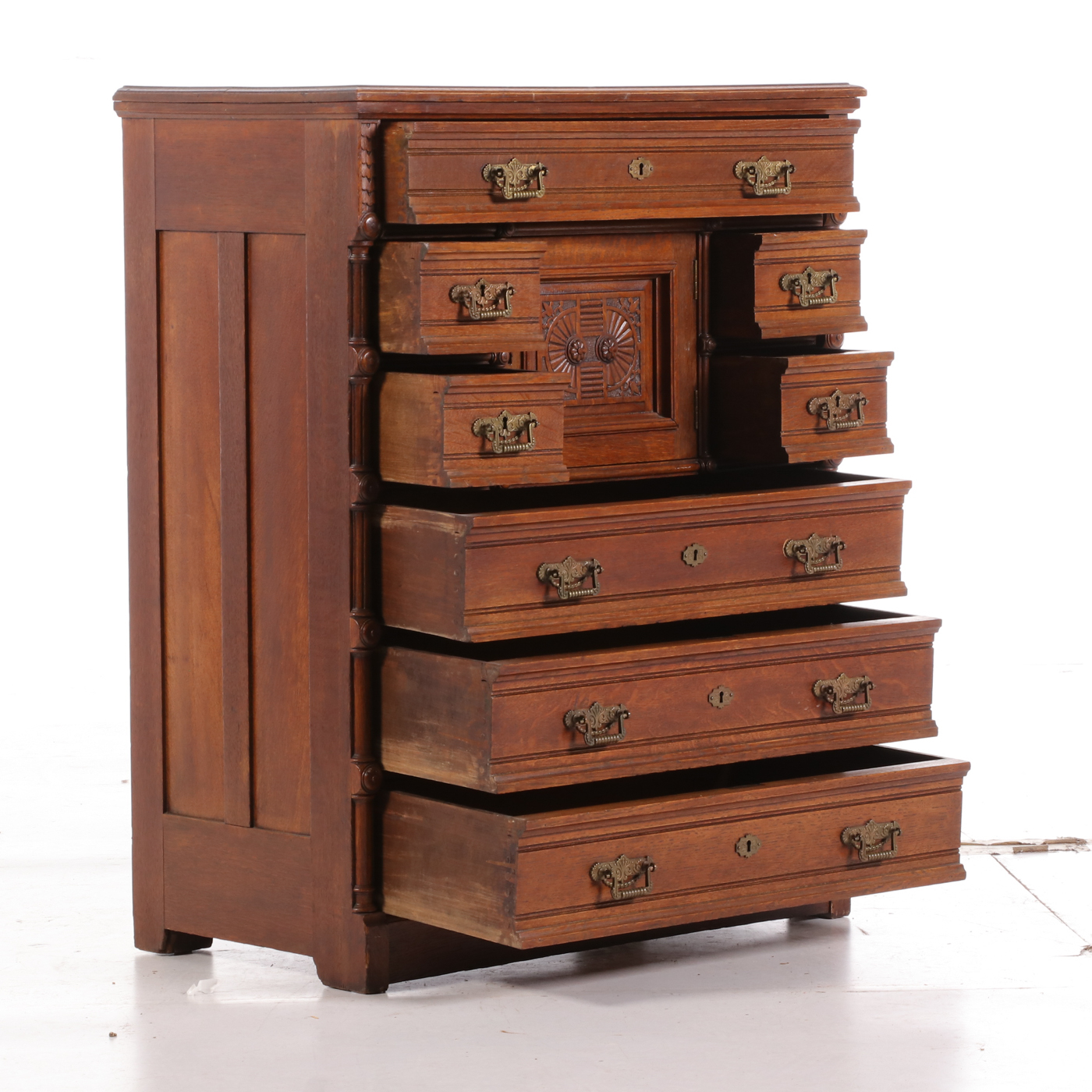 American Aesthetic Movement Oak Gentleman's Chest of Drawers, Late 19th