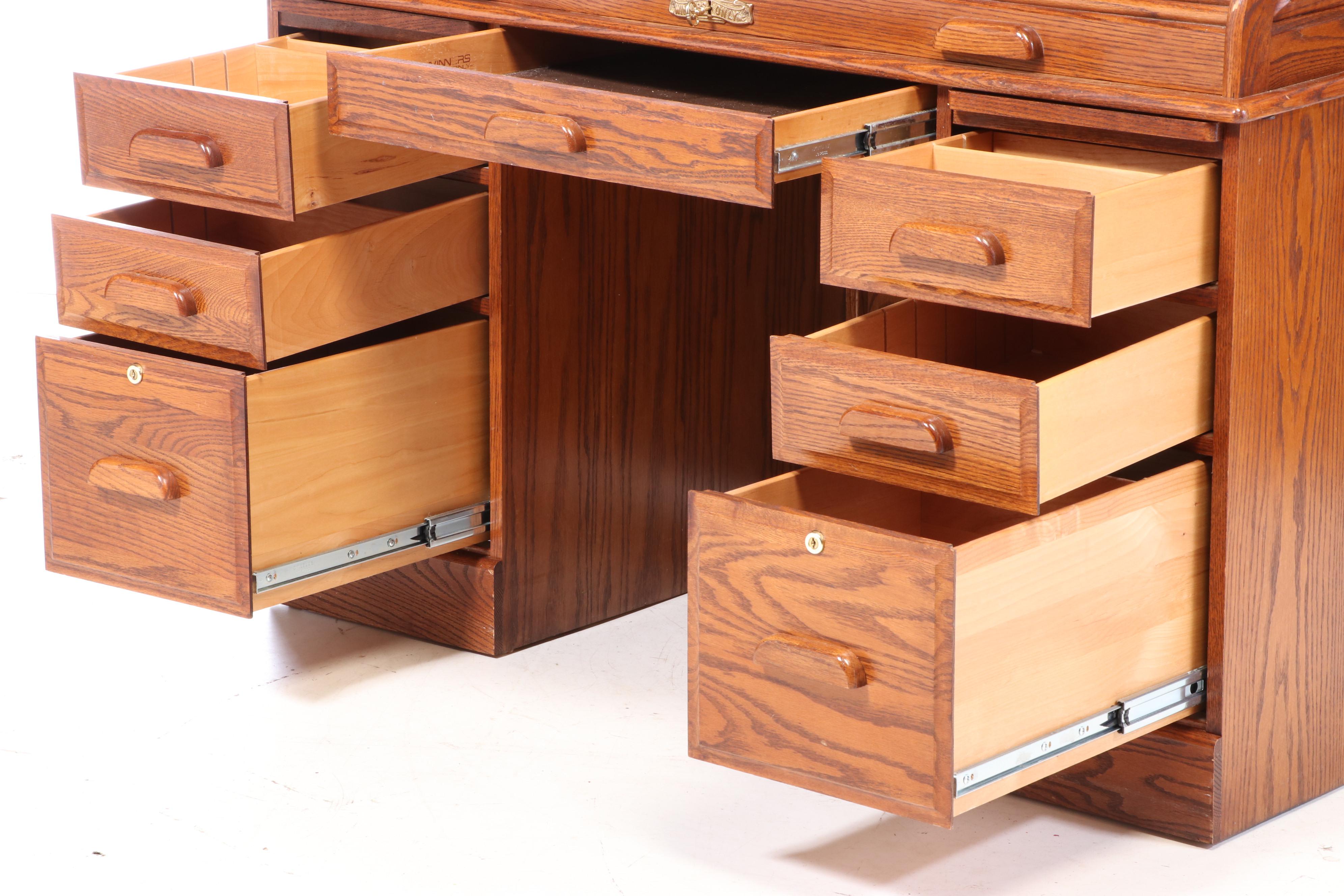 Winner's Only Oak RollTop Desk, Late 20th Century EBTH