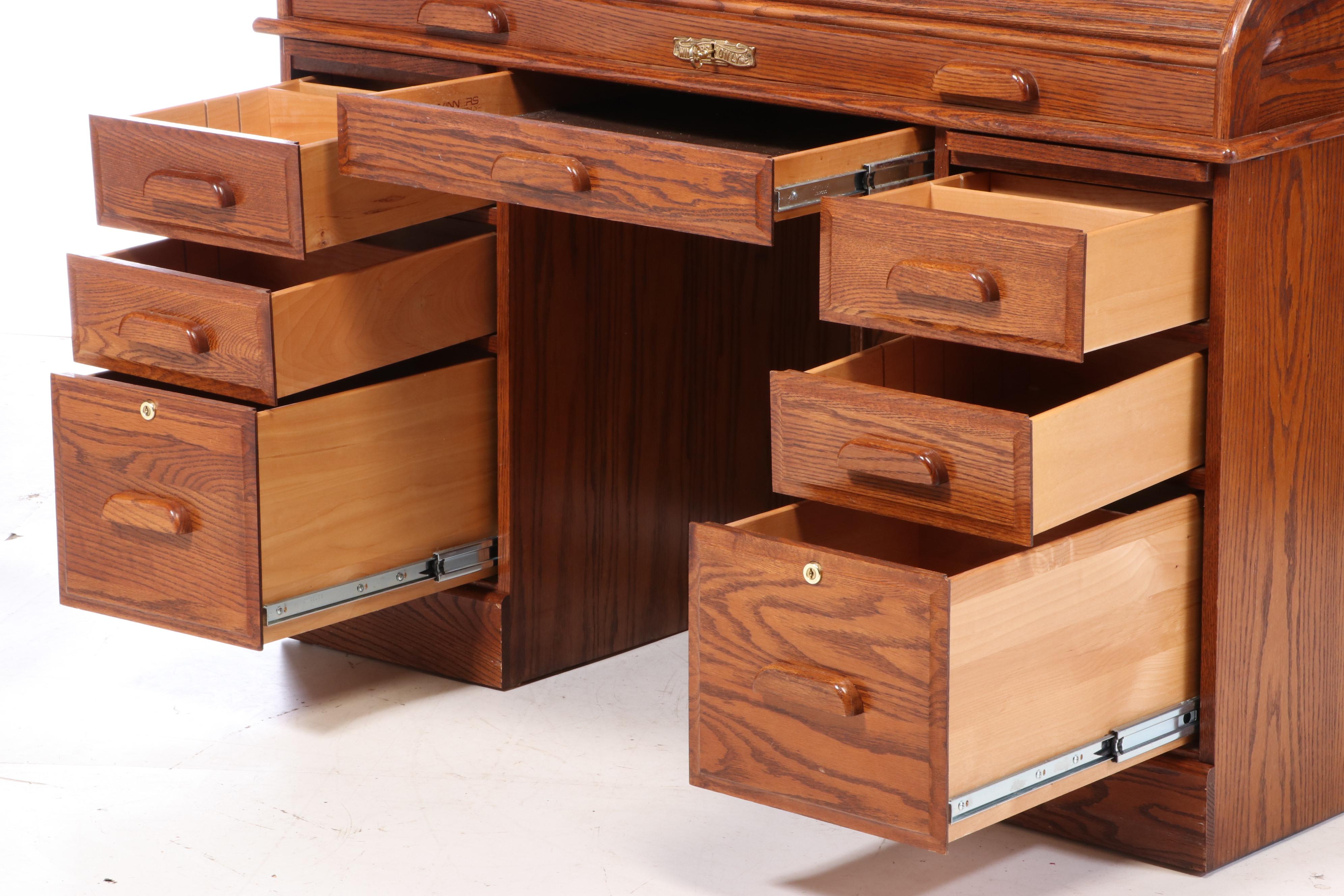Winner's Only Oak RollTop Desk, Late 20th Century EBTH