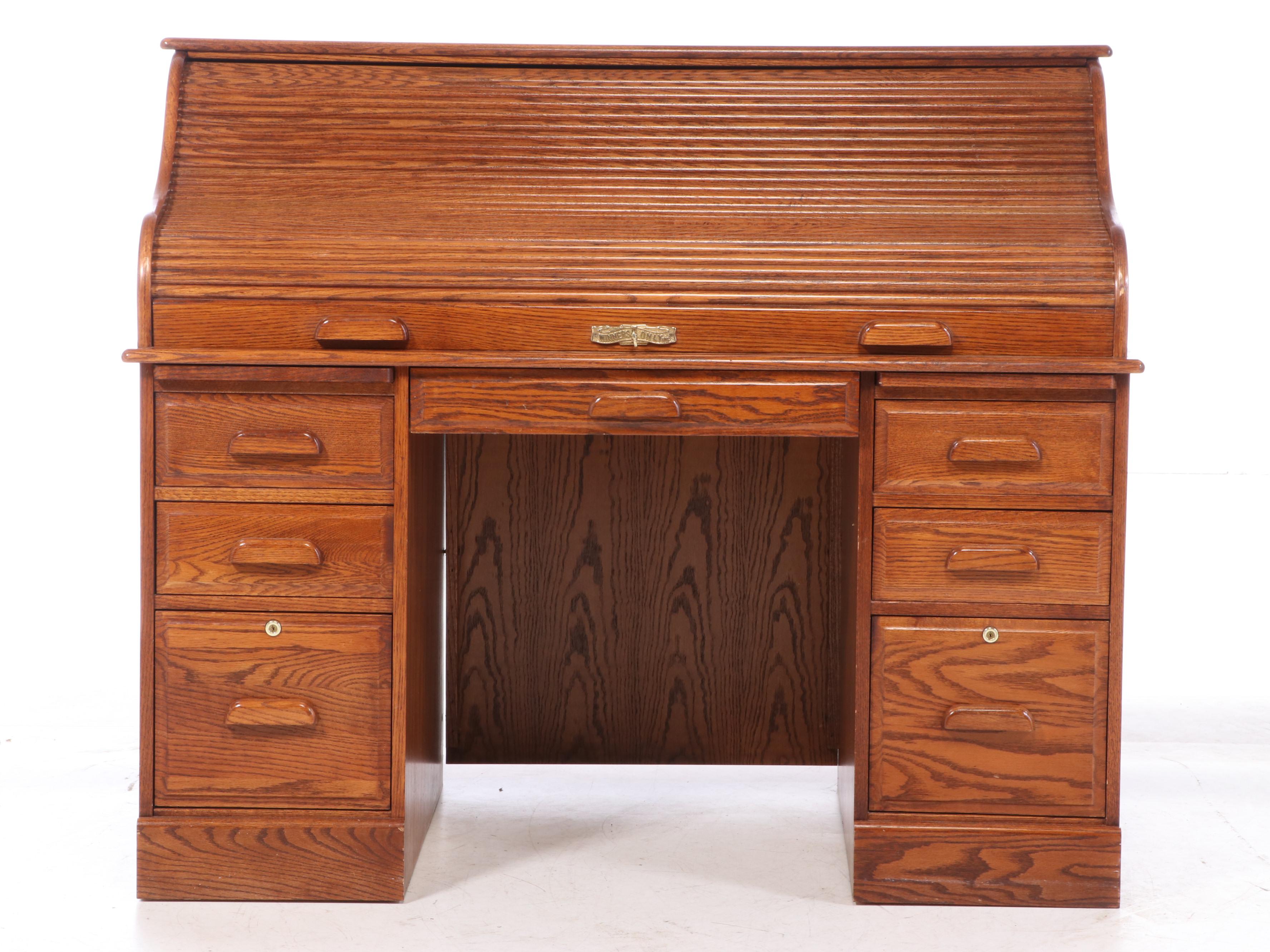 Winner's Only Oak RollTop Desk, Late 20th Century EBTH