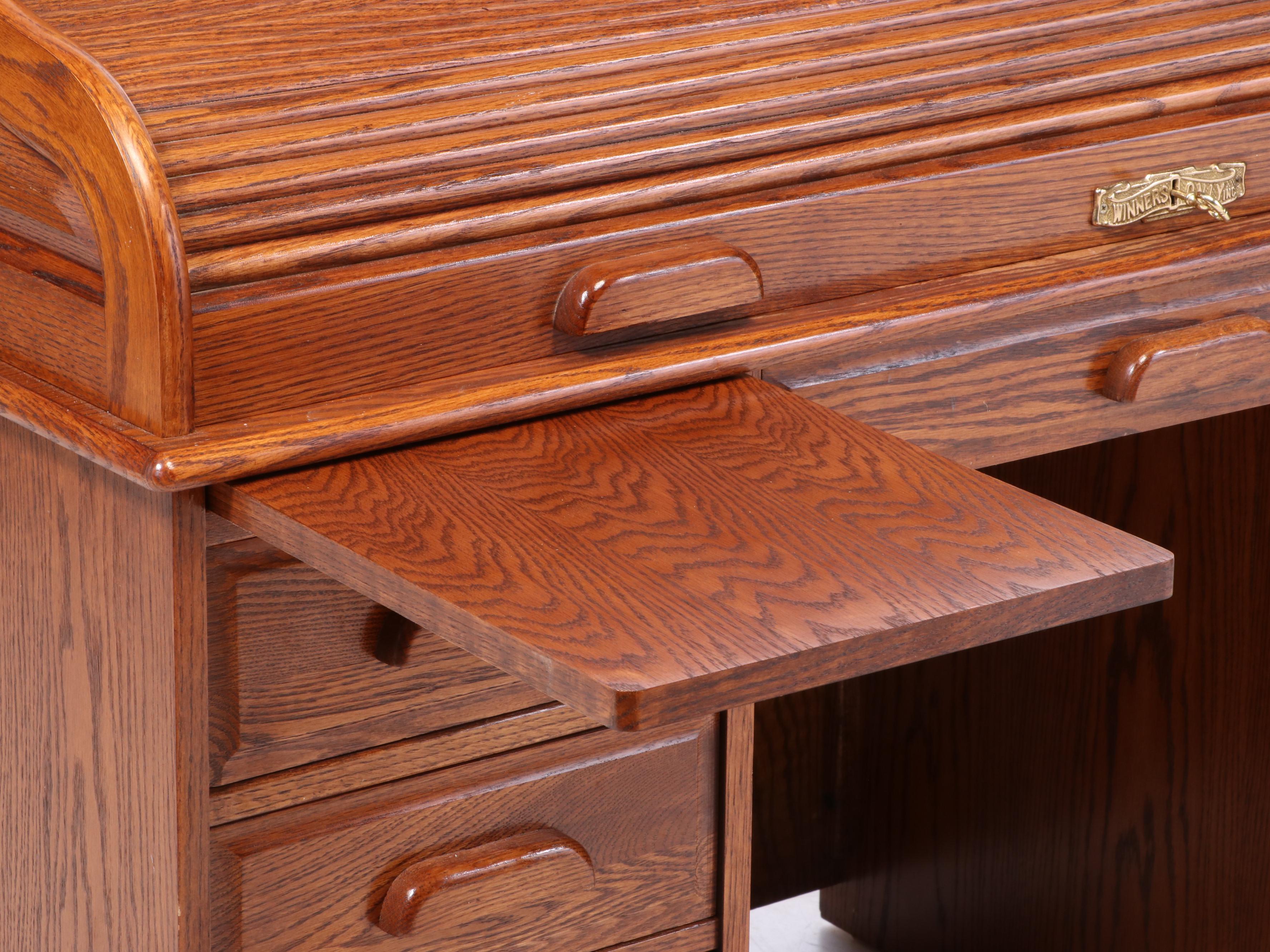 Winner's Only Oak RollTop Desk, Late 20th Century EBTH