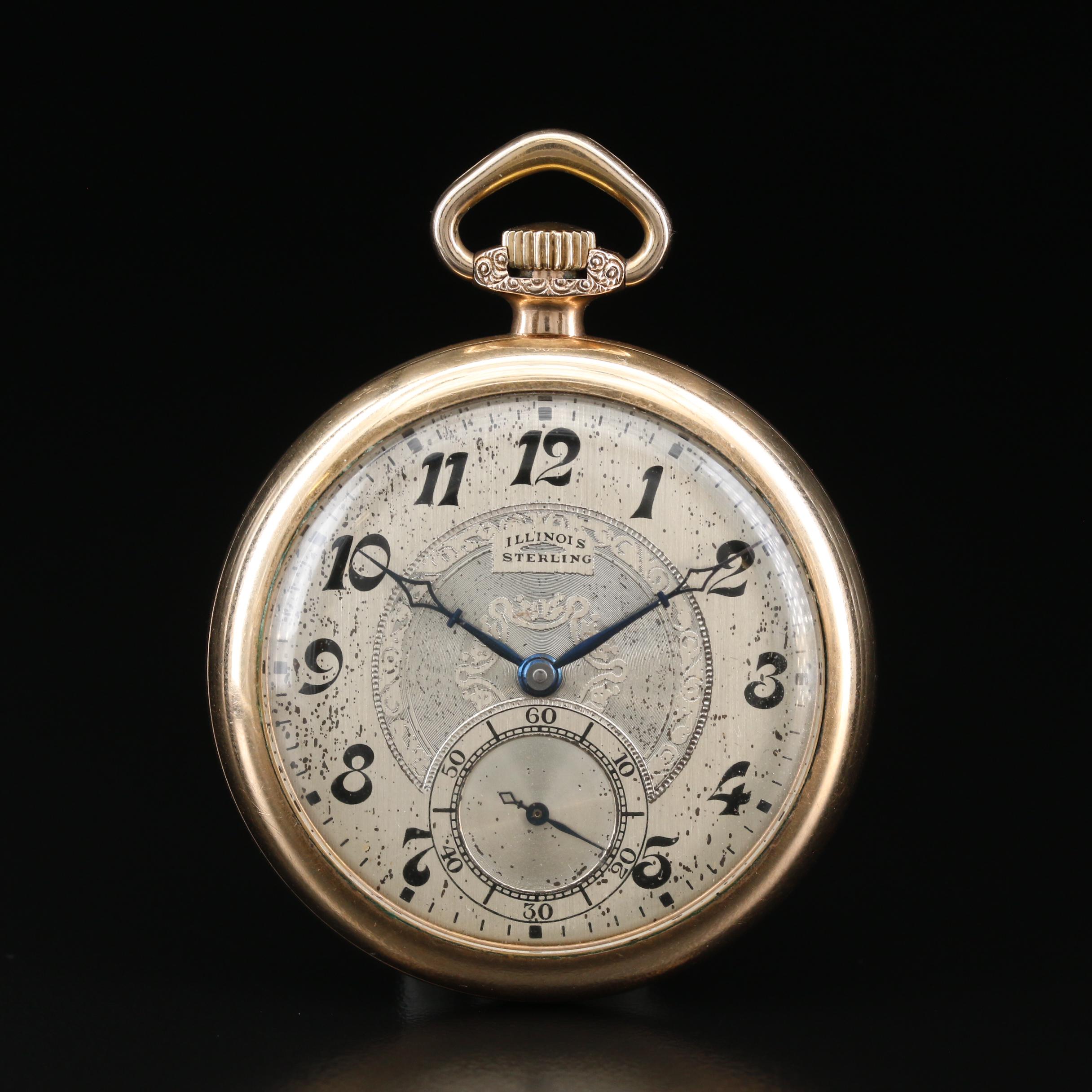 1926 Illinois Sterling Gold Filled Pocket Watch EBTH