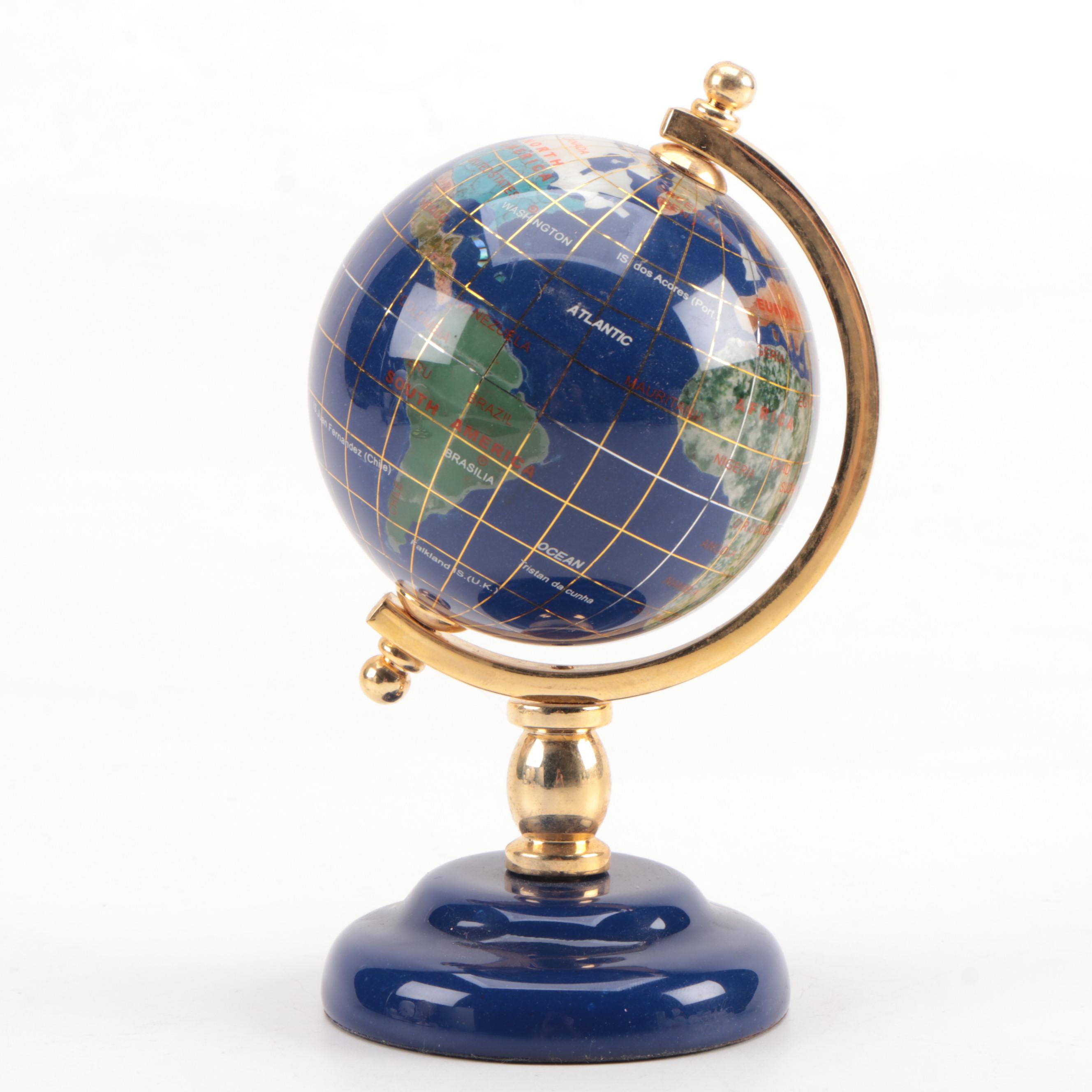 Gemstone Inlaid Resin Terrestrial Desk Globes EBTH