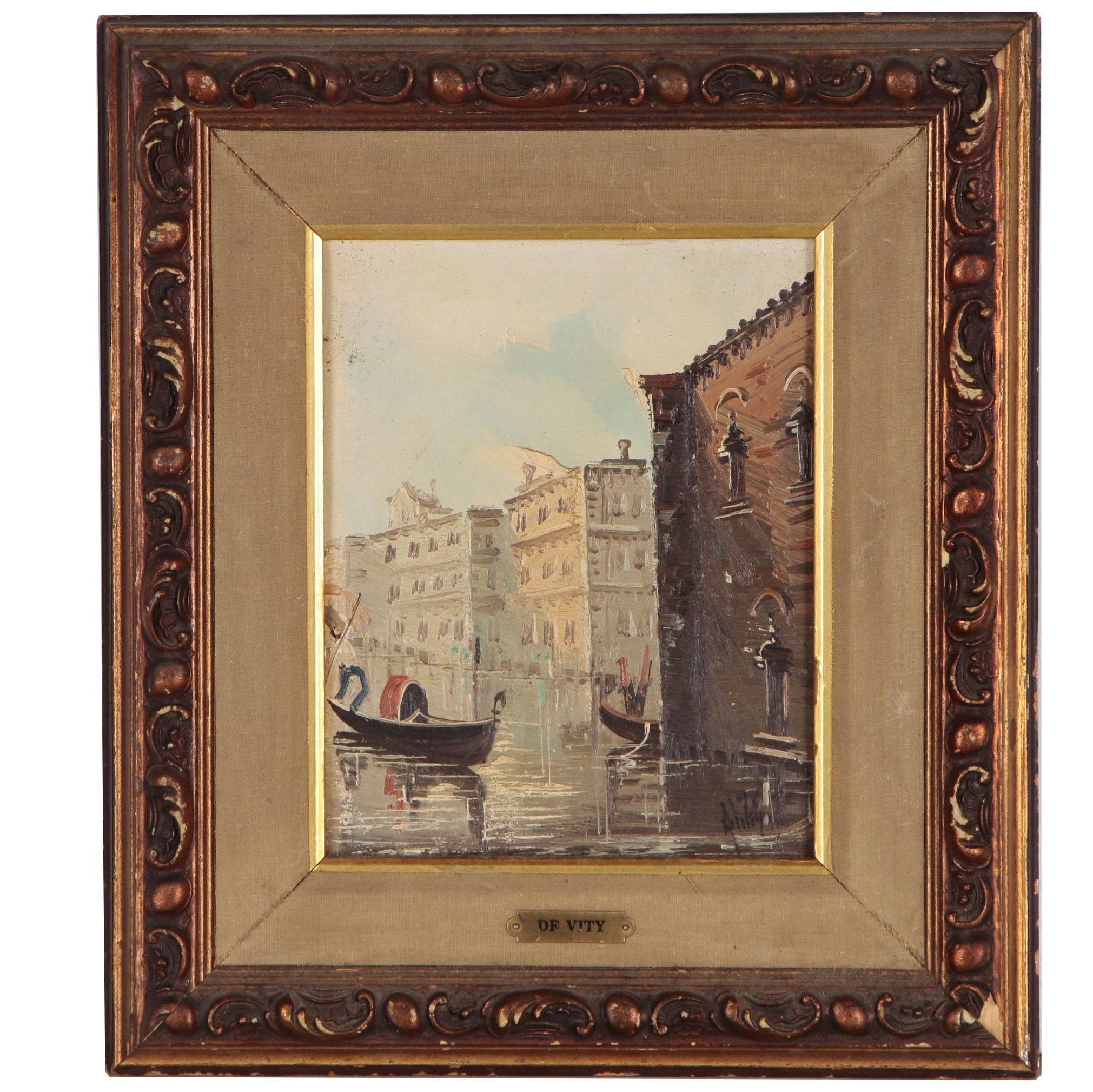 Antonio Devity Venetian Canal Oil Painting Ebth