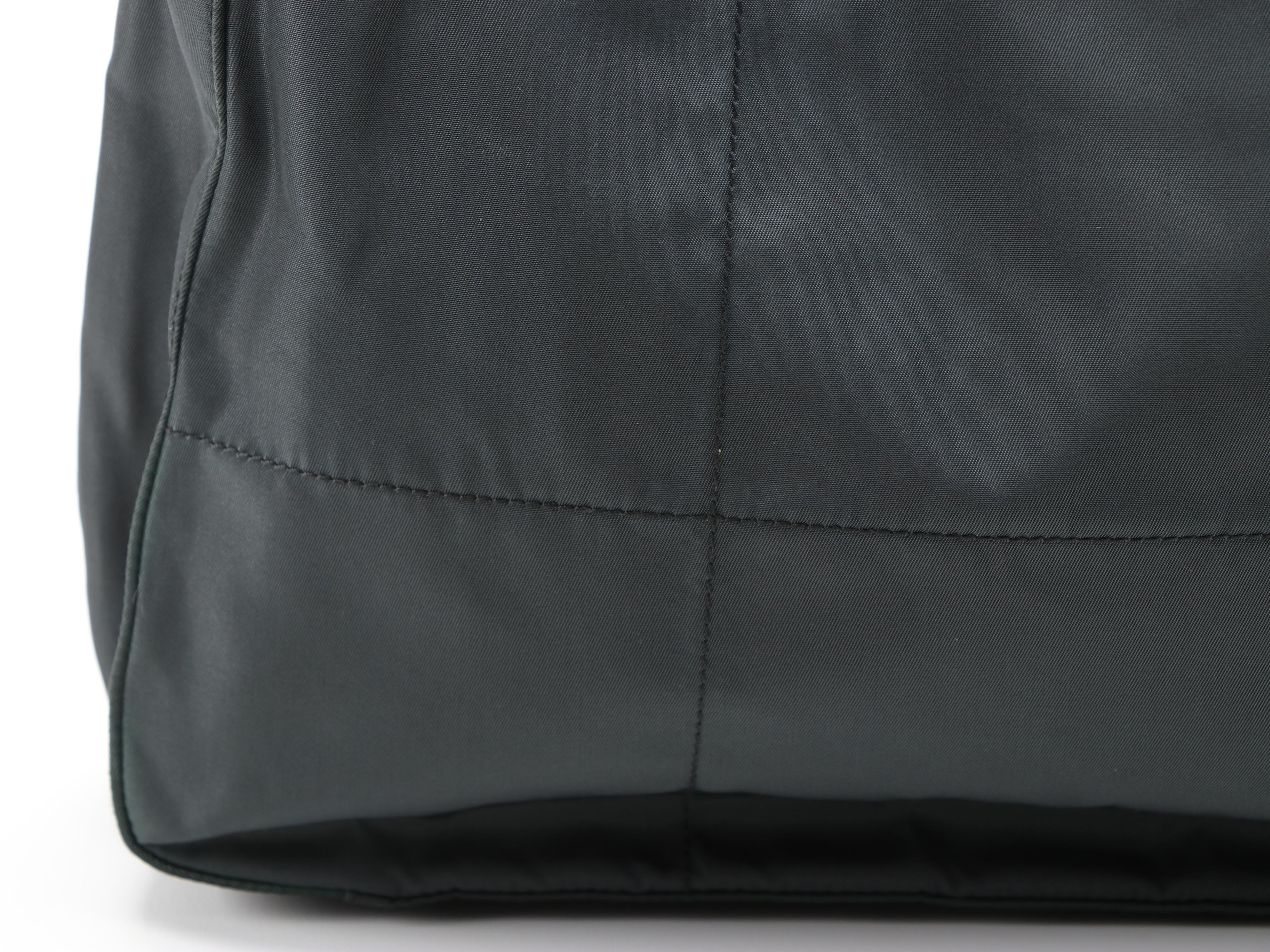 Prada Dark Green Topstitched Nylon Shoulder Bag with Panel Link Strap