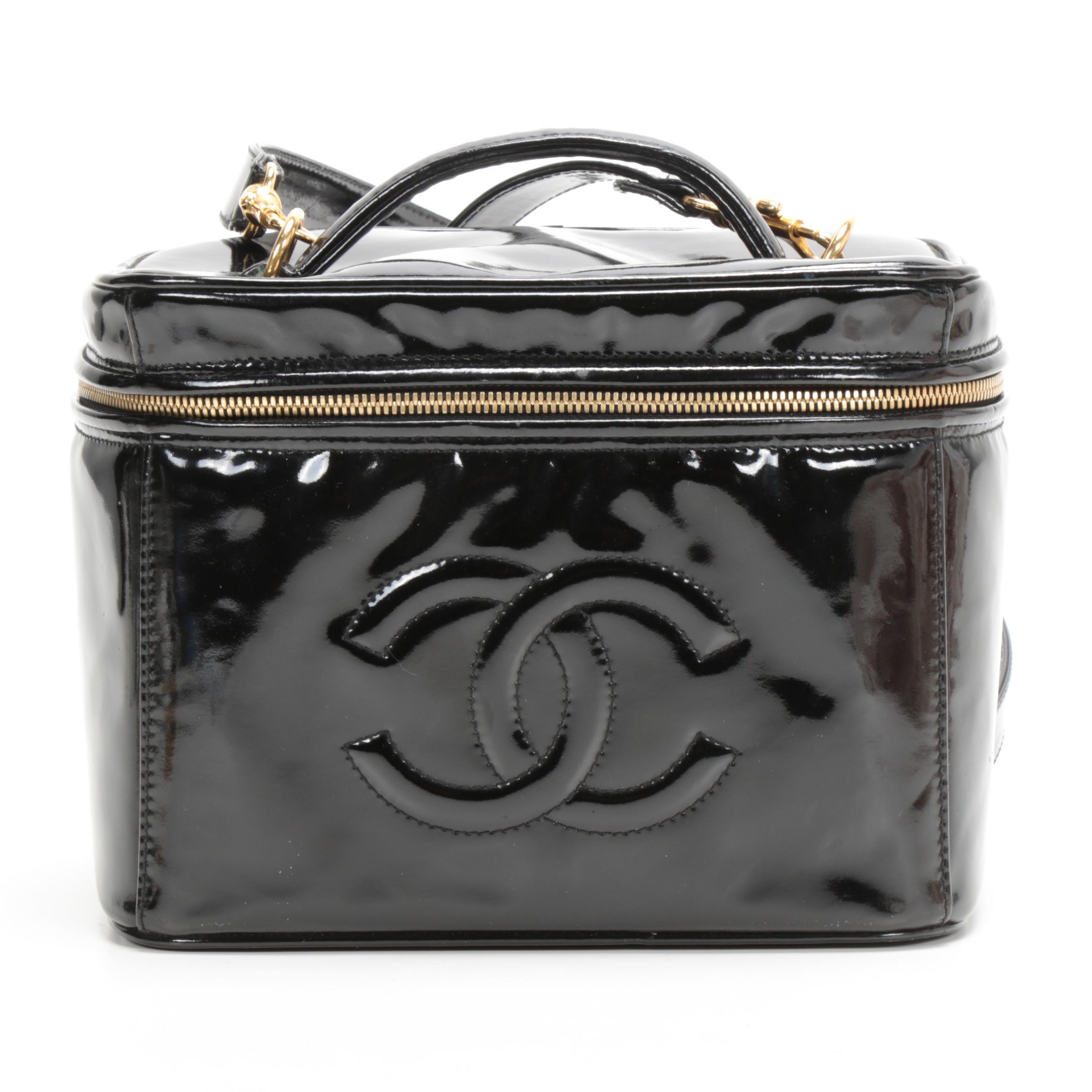 Chanel Vanity Train Case in Black Patent Leather EBTH
